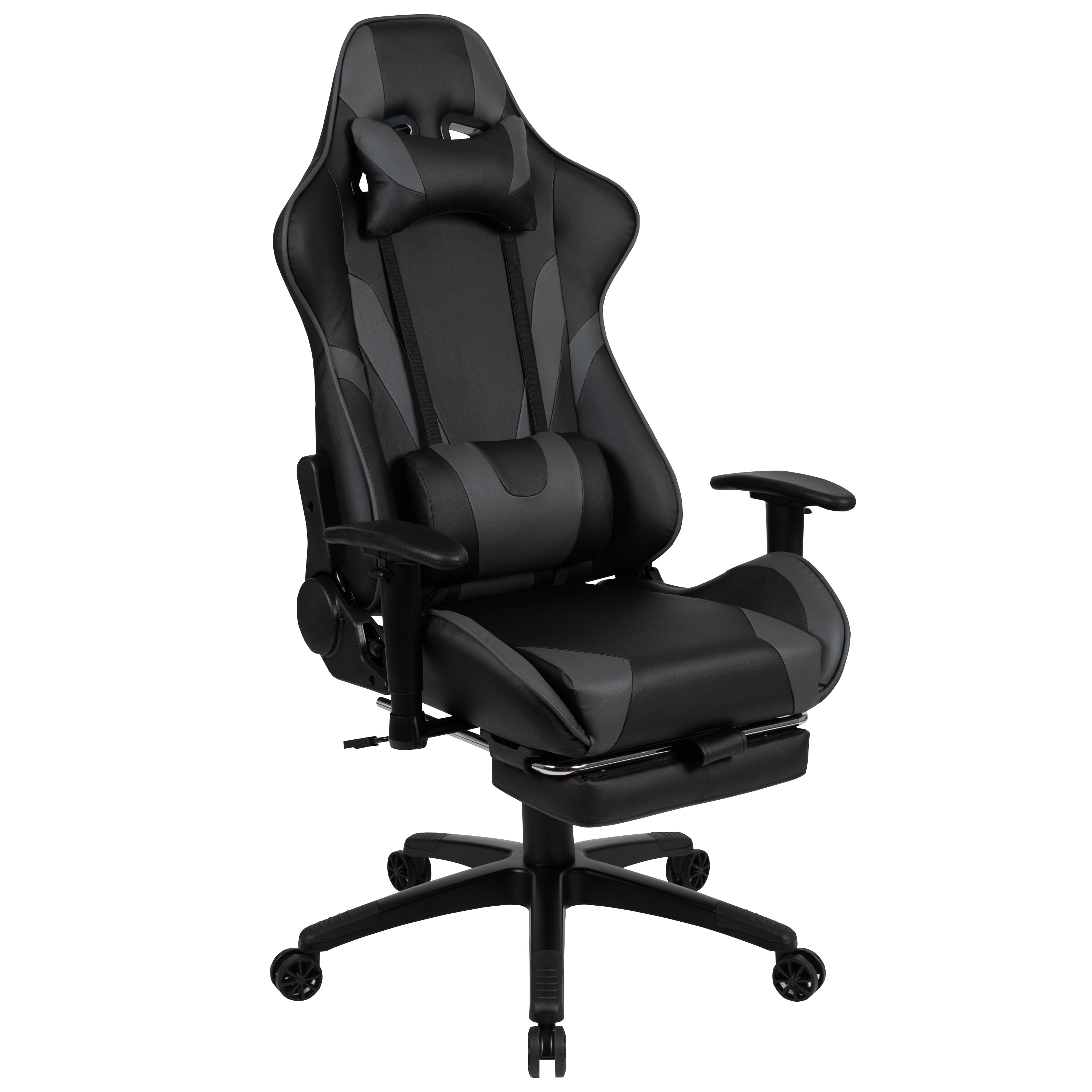 Gaming Desk and Footrest Reclining Gaming Chair Set with Cup Holder, Headphone Hook & 2 Wire Management Holes