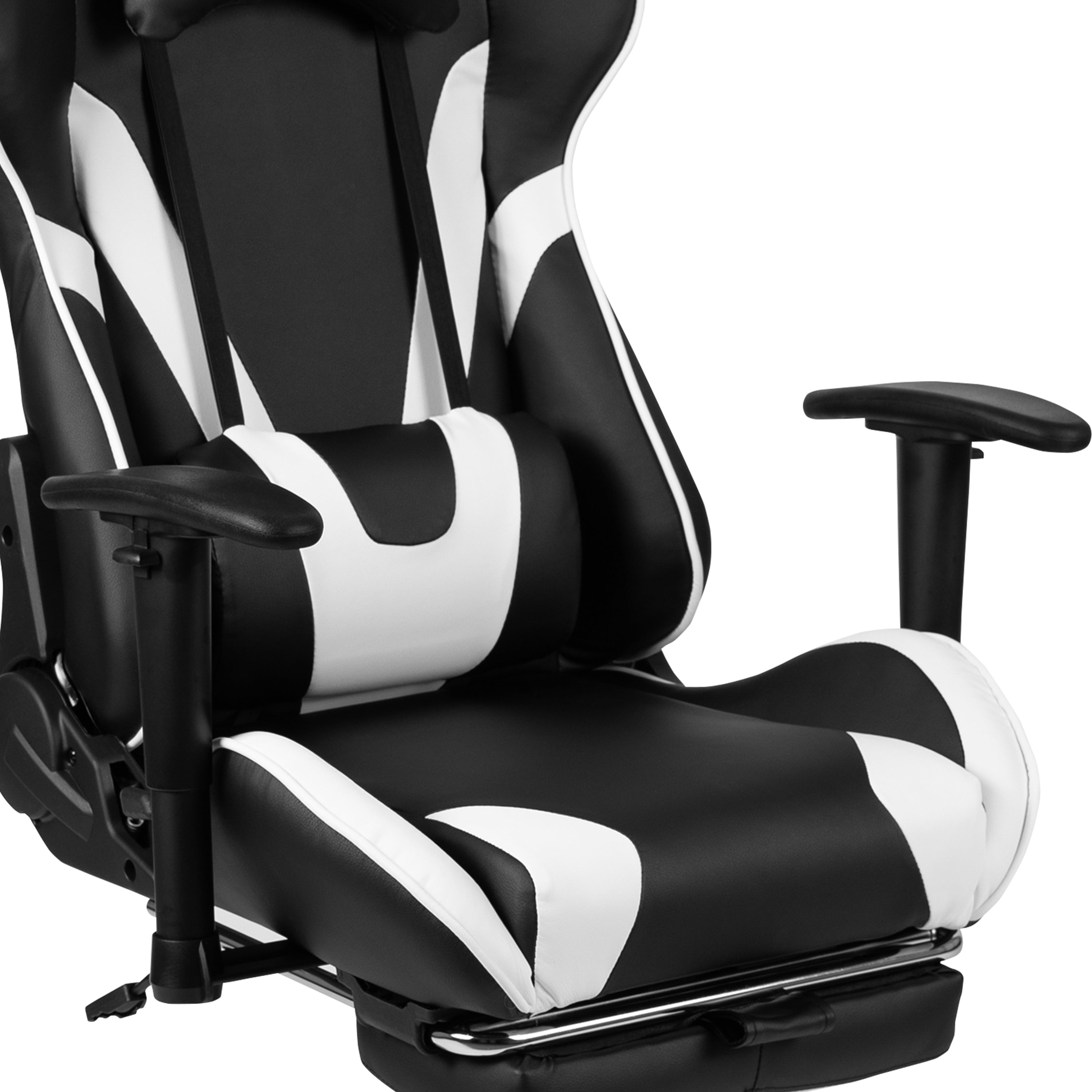 Gaming Desk and Footrest Reclining Gaming Chair Set with Cup Holder and Headphone Hook