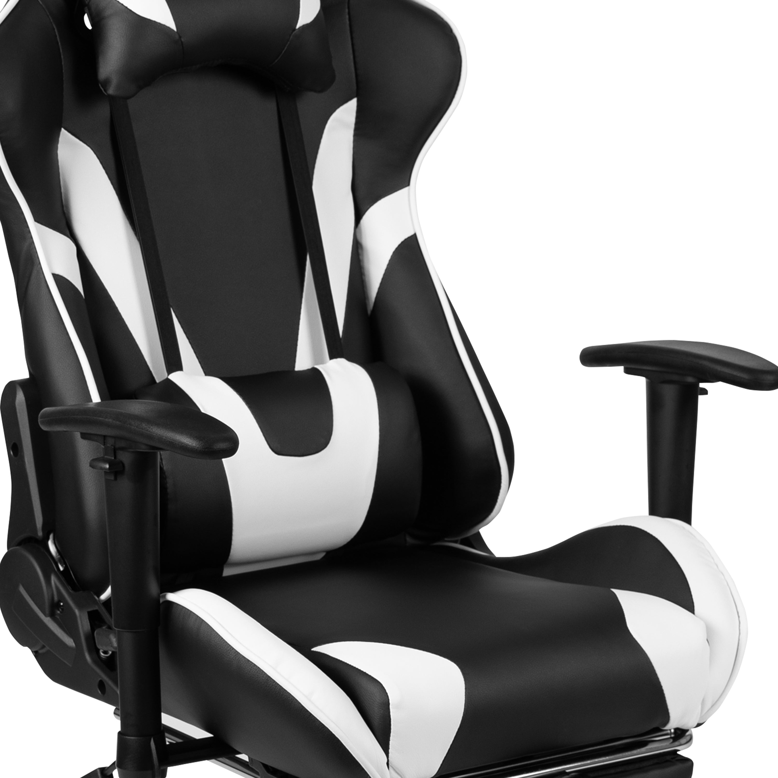 Gaming Desk and Footrest Reclining Gaming Chair Set with Cup Holder, Headphone Hook, and Monitor/Smartphone Stand