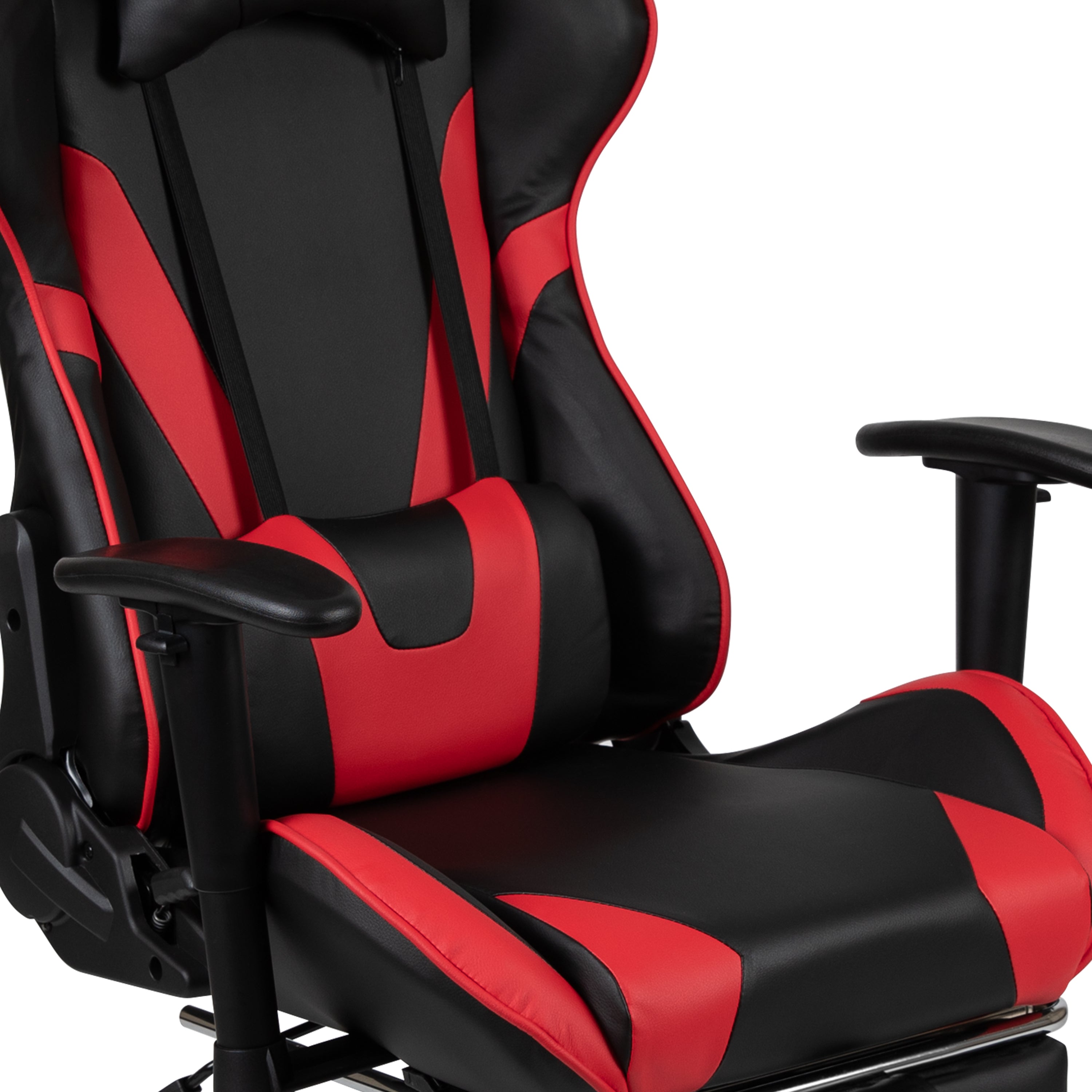 Gaming Desk and Footrest Reclining Gaming Chair Set with Cup Holder, Headphone Hook, and Monitor/Smartphone Stand