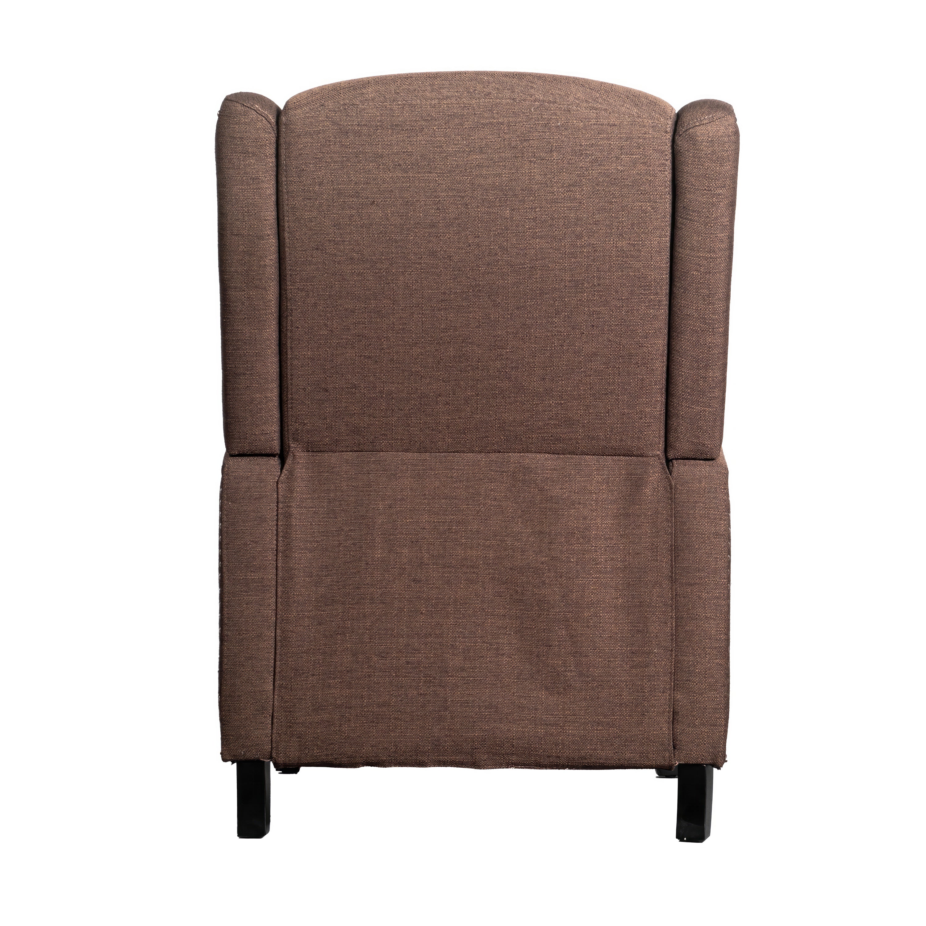 Prescott Traditional Style Slim Push Back Recliner Chair-Wingback Recliner with Polyester Fabric Upholstery-Accent Nail Trim