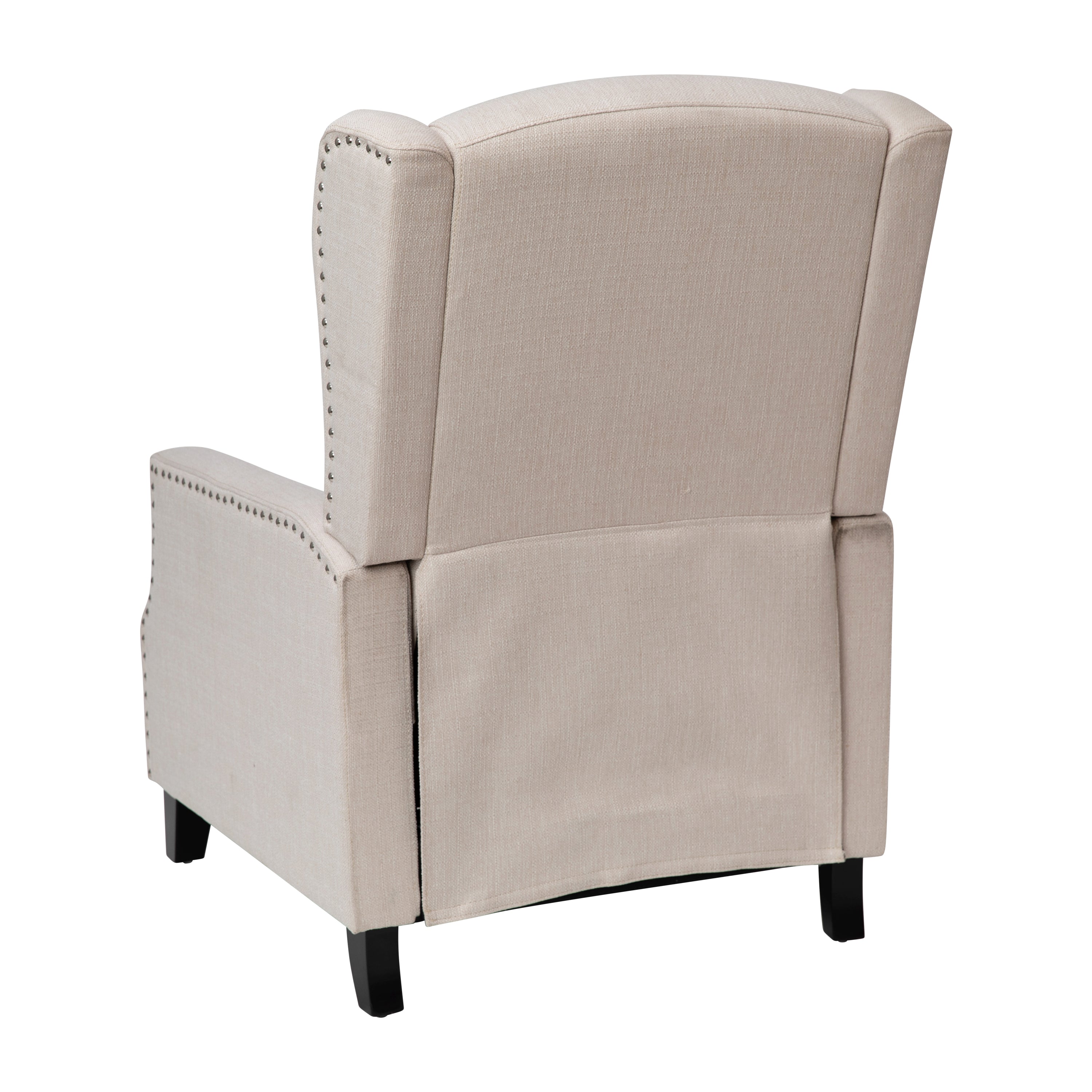 Prescott Traditional Style Slim Push Back Recliner Chair-Wingback Recliner with Polyester Fabric Upholstery-Accent Nail Trim