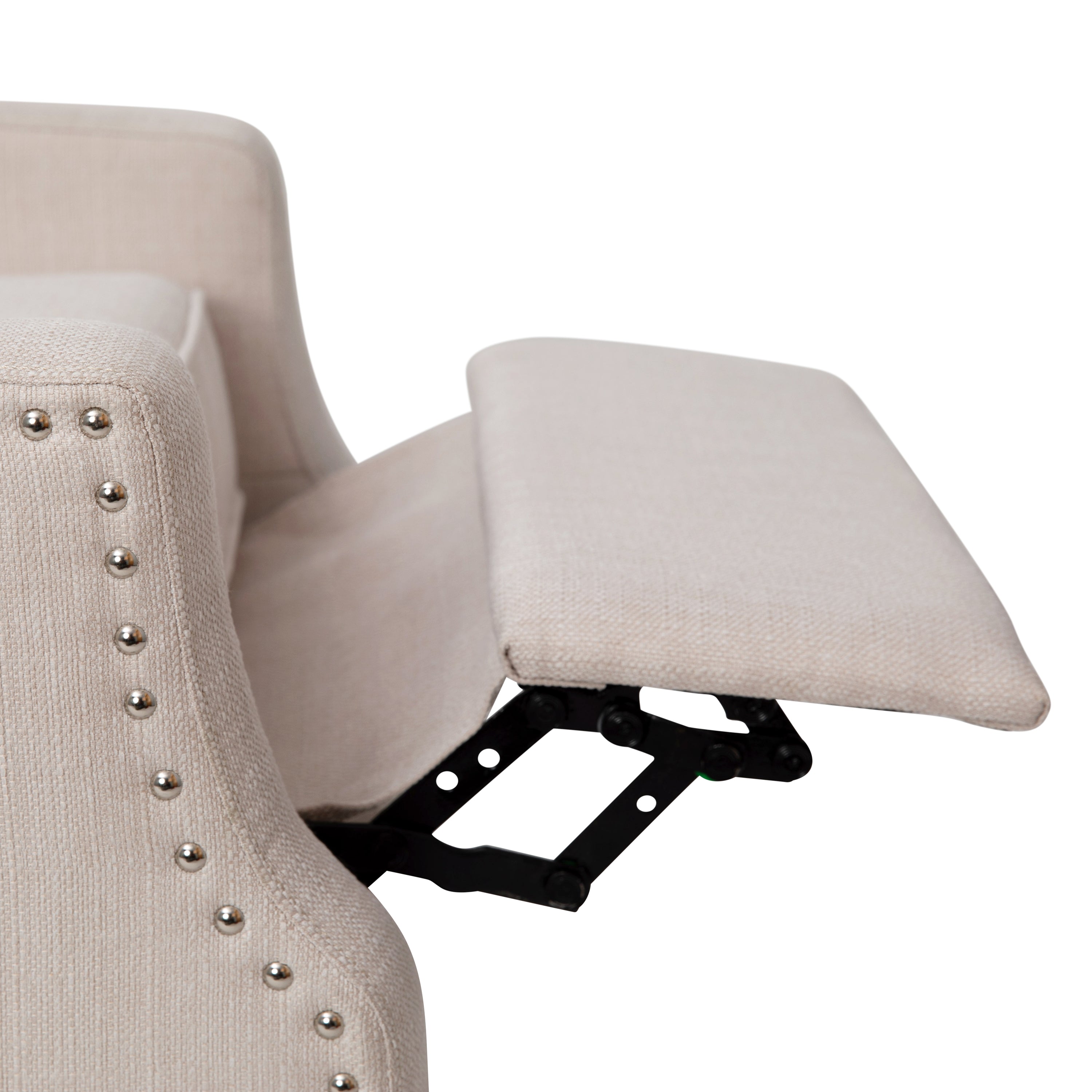 Prescott Traditional Style Slim Push Back Recliner Chair-Wingback Recliner with Polyester Fabric Upholstery-Accent Nail Trim