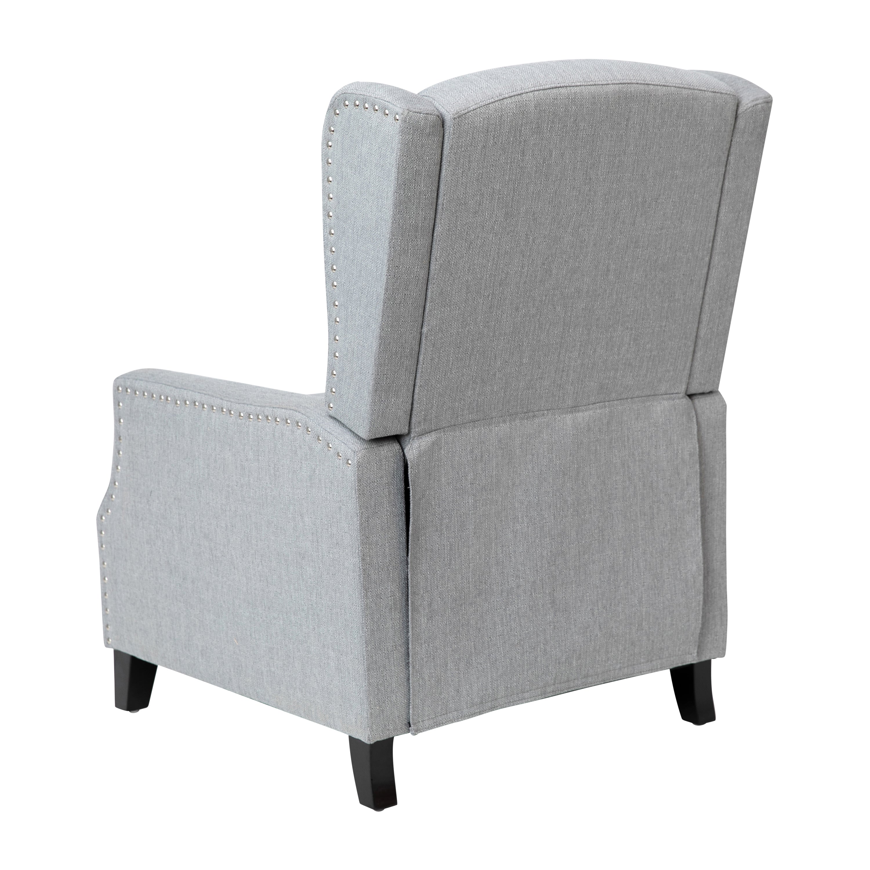 Prescott Traditional Style Slim Push Back Recliner Chair-Wingback Recliner with Polyester Fabric Upholstery-Accent Nail Trim