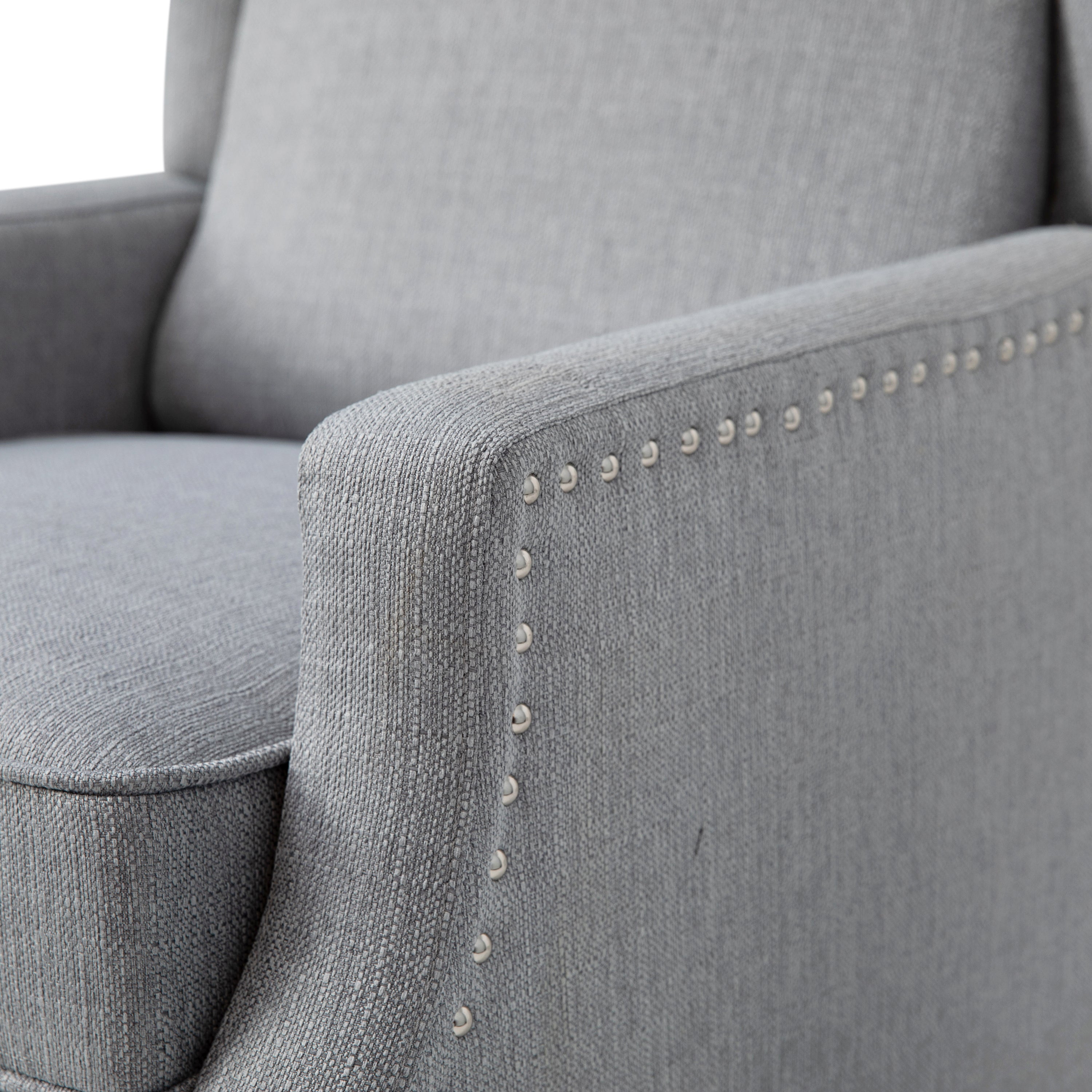 Prescott Traditional Style Slim Push Back Recliner Chair-Wingback Recliner with Polyester Fabric Upholstery-Accent Nail Trim