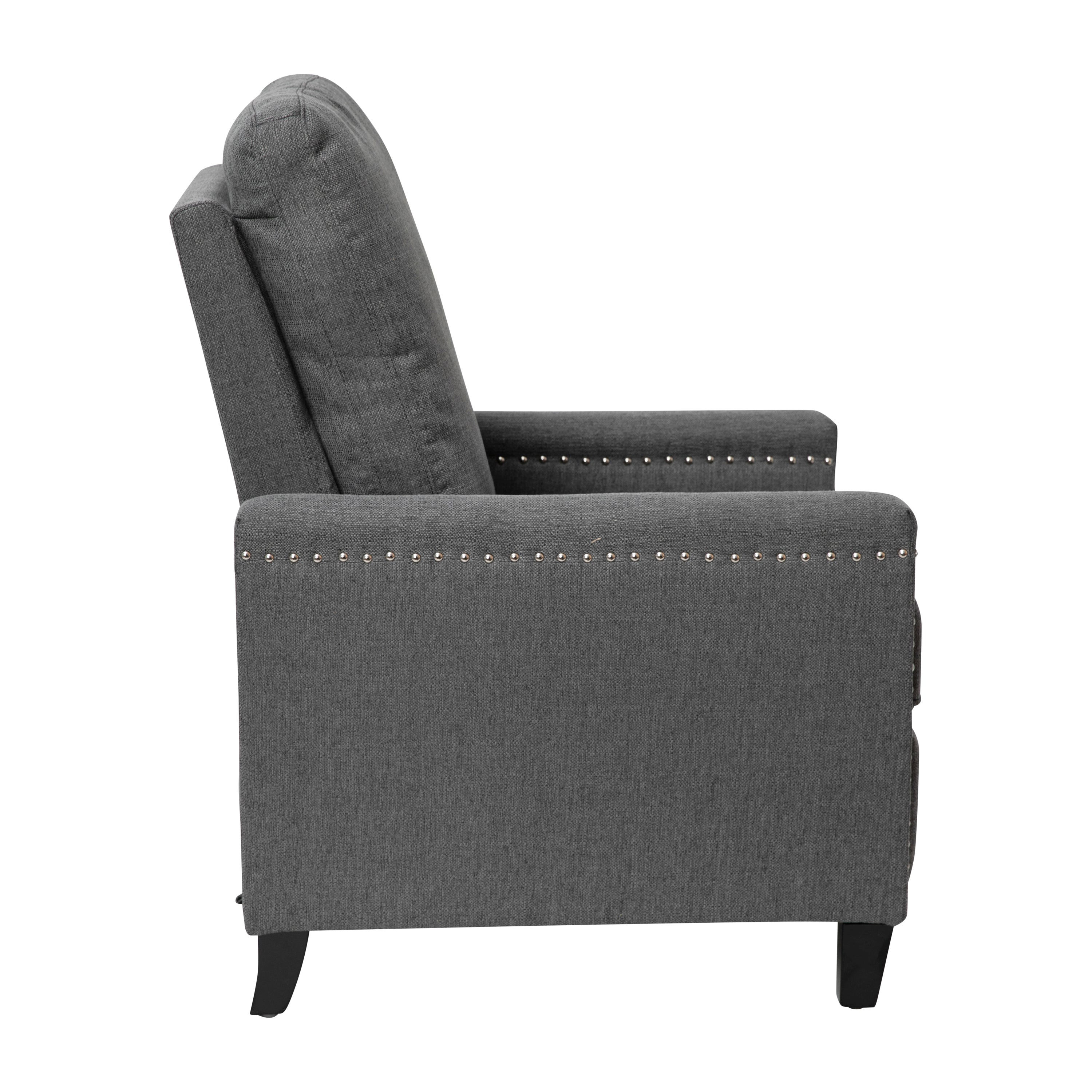 Carson Transitional Style Push Back Recliner Chair - Pillow Back Recliner - Polyester Fabric Upholstery - Accent Nail Trim