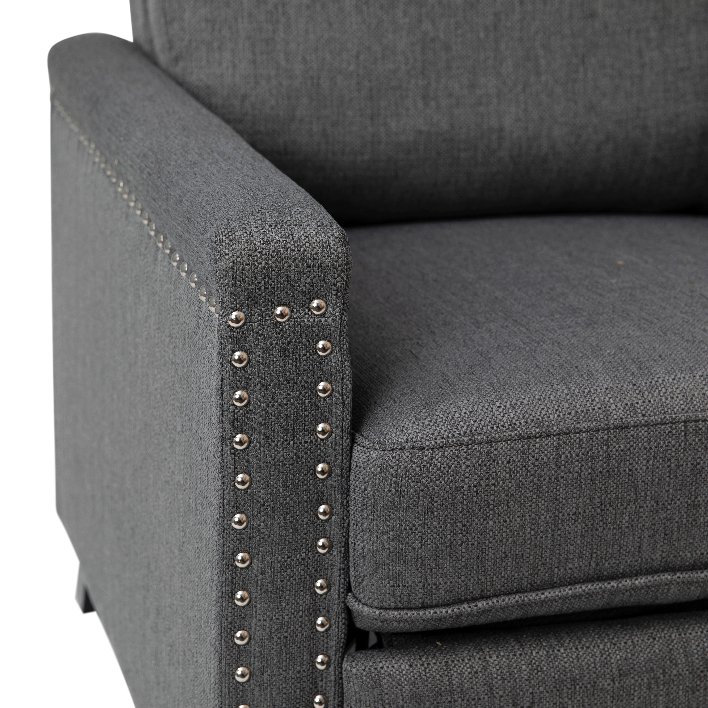 Carson Transitional Style Push Back Recliner Chair - Pillow Back Recliner - Polyester Fabric Upholstery - Accent Nail Trim