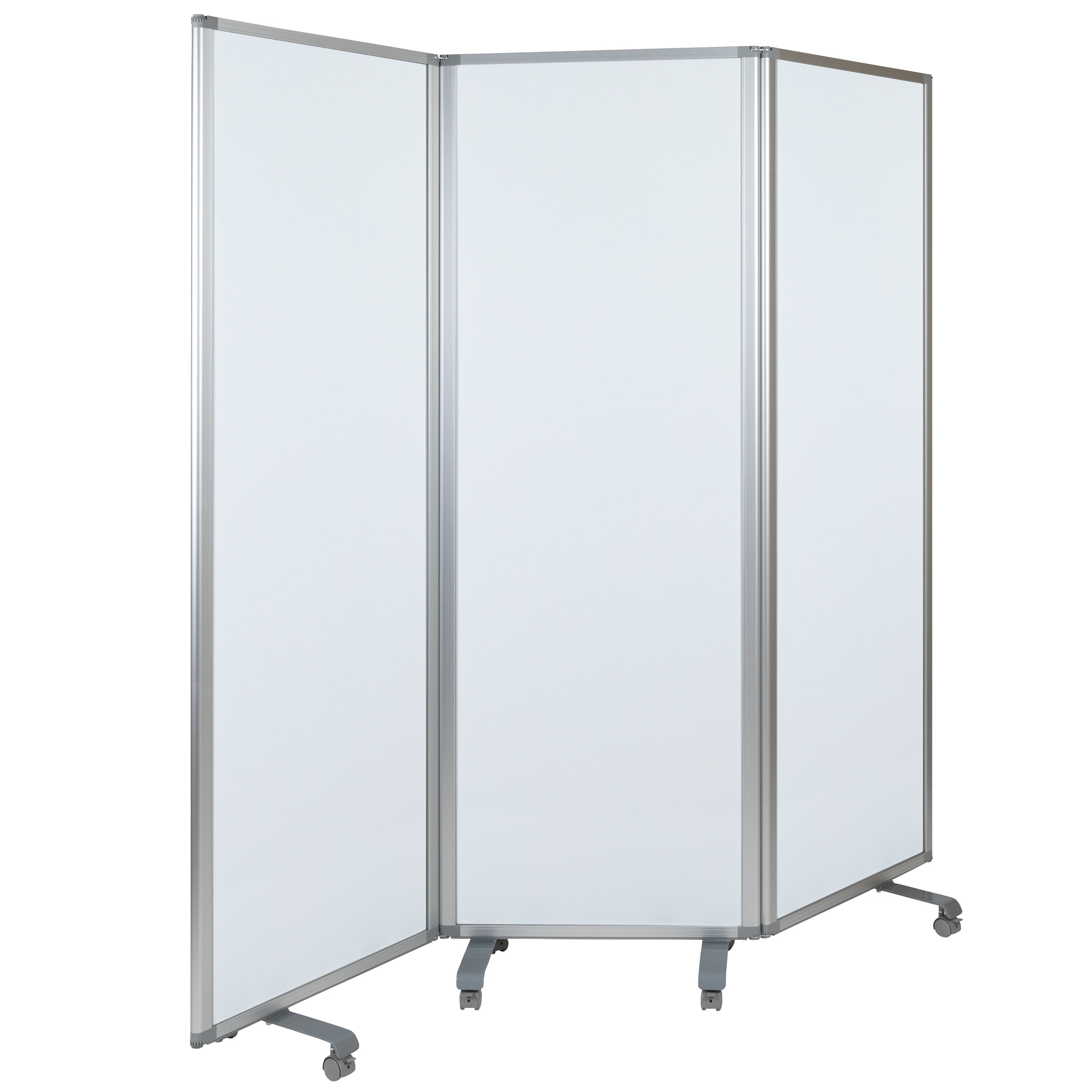 Mobile Magnetic Whiteboard Partition with Lockable Casters, 72"H x 24"W (3 sections included)-Mobile Whiteboard Partitions-Flash Furniture-Wall2Wall Furnishings