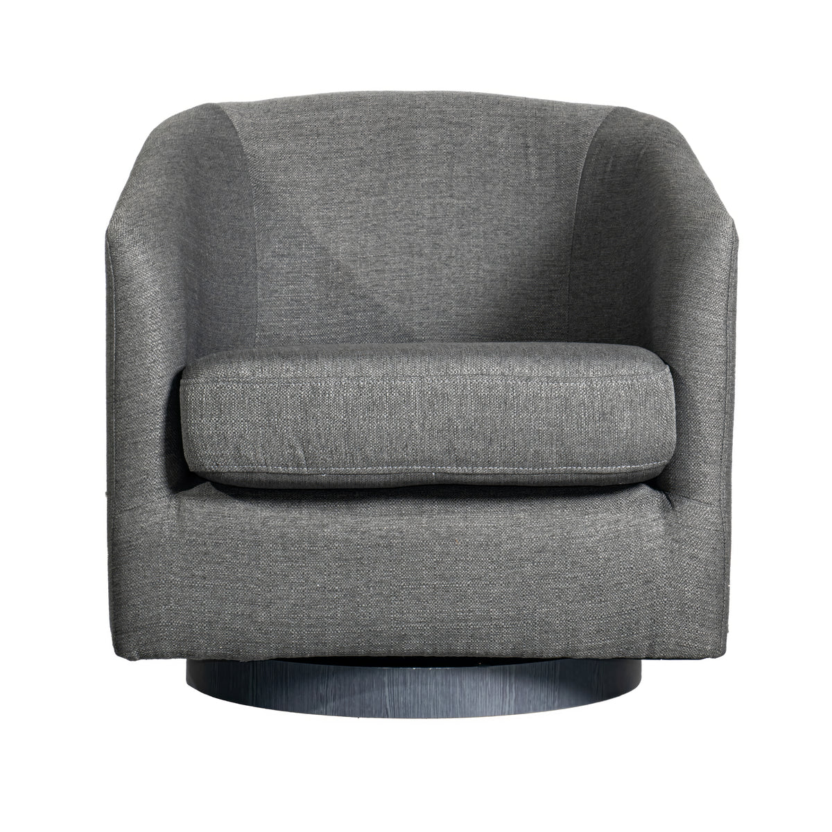 Landon Club Style Commercial Barrel Accent Armchair with 360 Degree Swivel Metal Base and Sloped Armrests