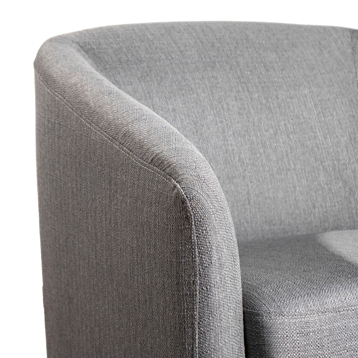 Landon Club Style Commercial Barrel Accent Armchair with 360 Degree Swivel Metal Base and Sloped Armrests