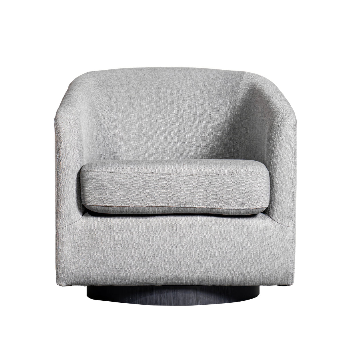 Landon Club Style Commercial Barrel Accent Armchair with 360 Degree Swivel Metal Base and Sloped Armrests