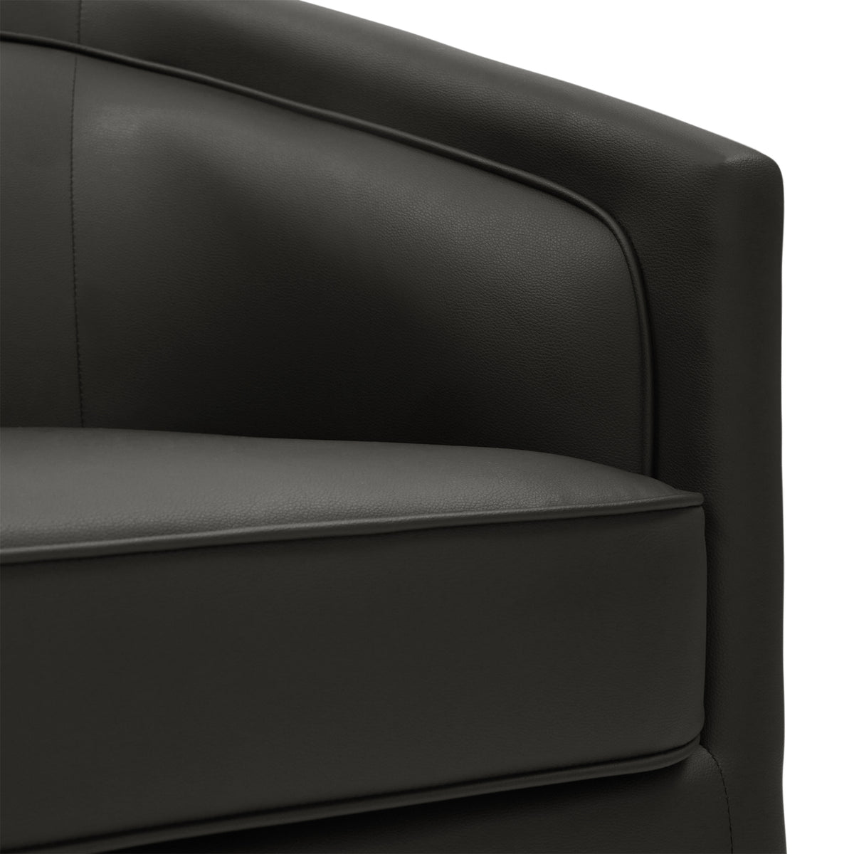 Dean Club Style Commercial Barrel Accent Armchair with 360 Degree Swivel Metal Base and Sloped Armrests