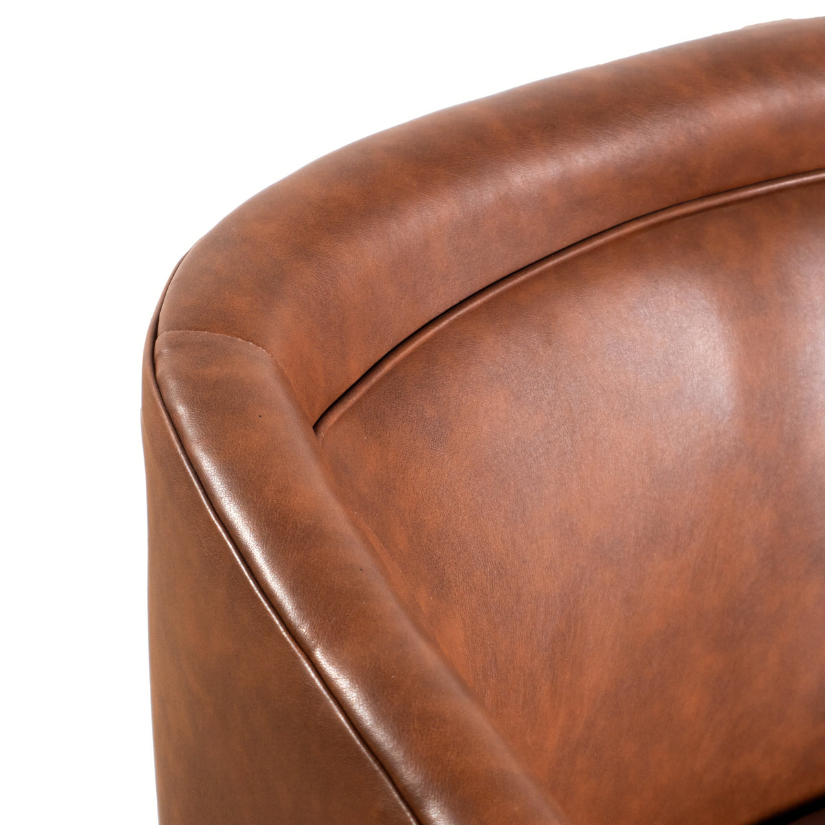 Dean Club Style Commercial Barrel Accent Armchair with 360 Degree Swivel Metal Base and Sloped Armrests