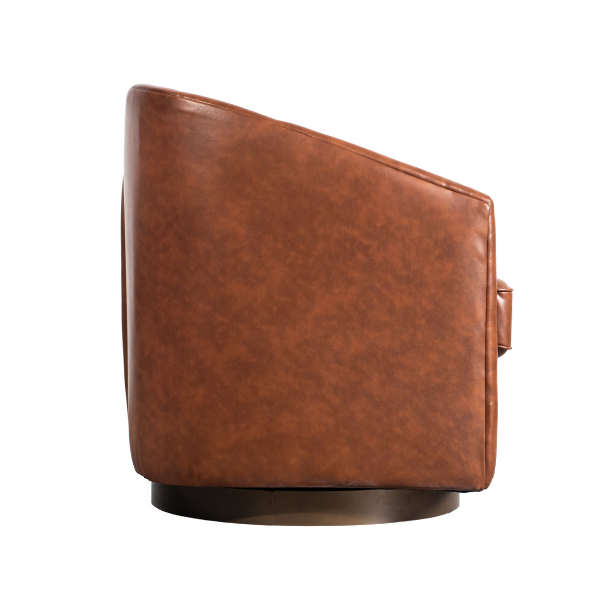 Dean Club Style Commercial Barrel Accent Armchair with 360 Degree Swivel Metal Base and Sloped Armrests