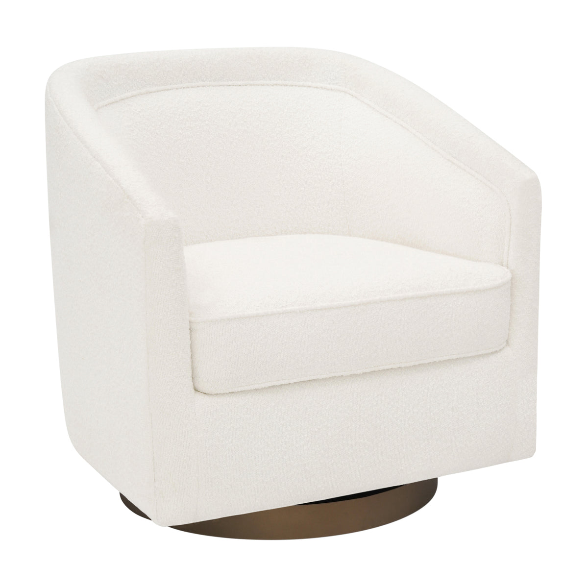 Dean Club Style Commercial Barrel Accent Armchair with 360 Degree Swivel Metal Base and Sloped Armrests