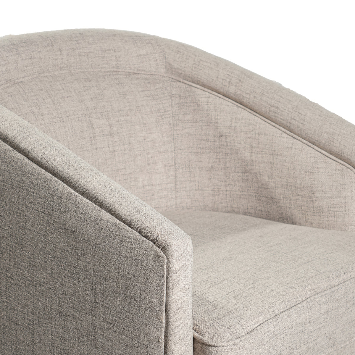 Dean Club Style Commercial Barrel Accent Armchair with 360 Degree Swivel Metal Base and Sloped Armrests