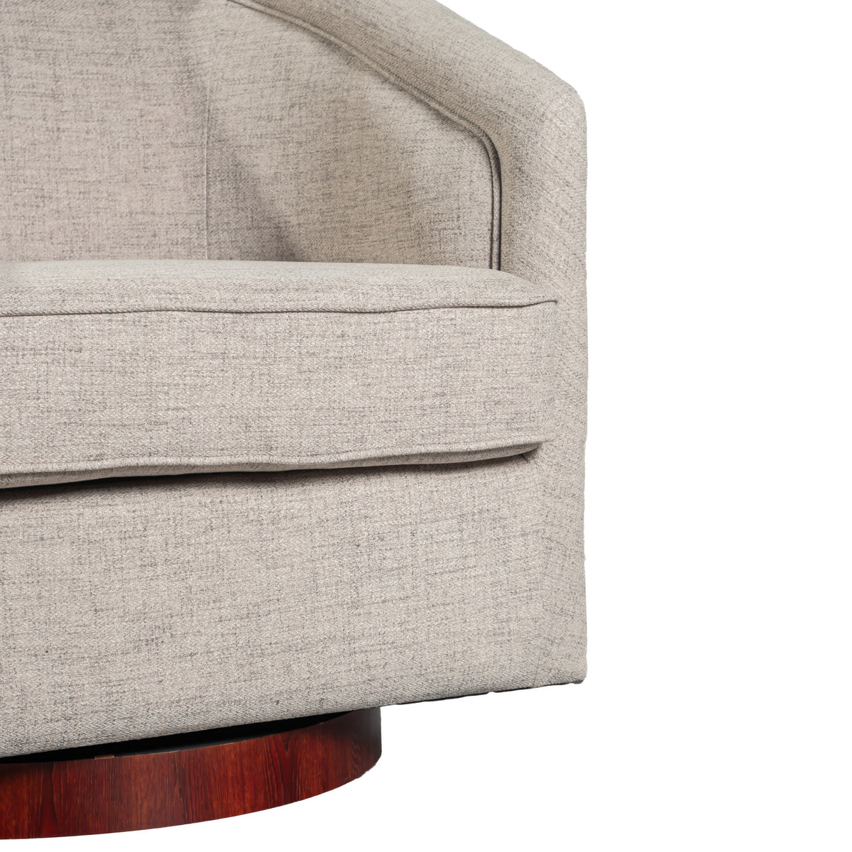 Dean Club Style Commercial Barrel Accent Armchair with 360 Degree Swivel Metal Base and Sloped Armrests