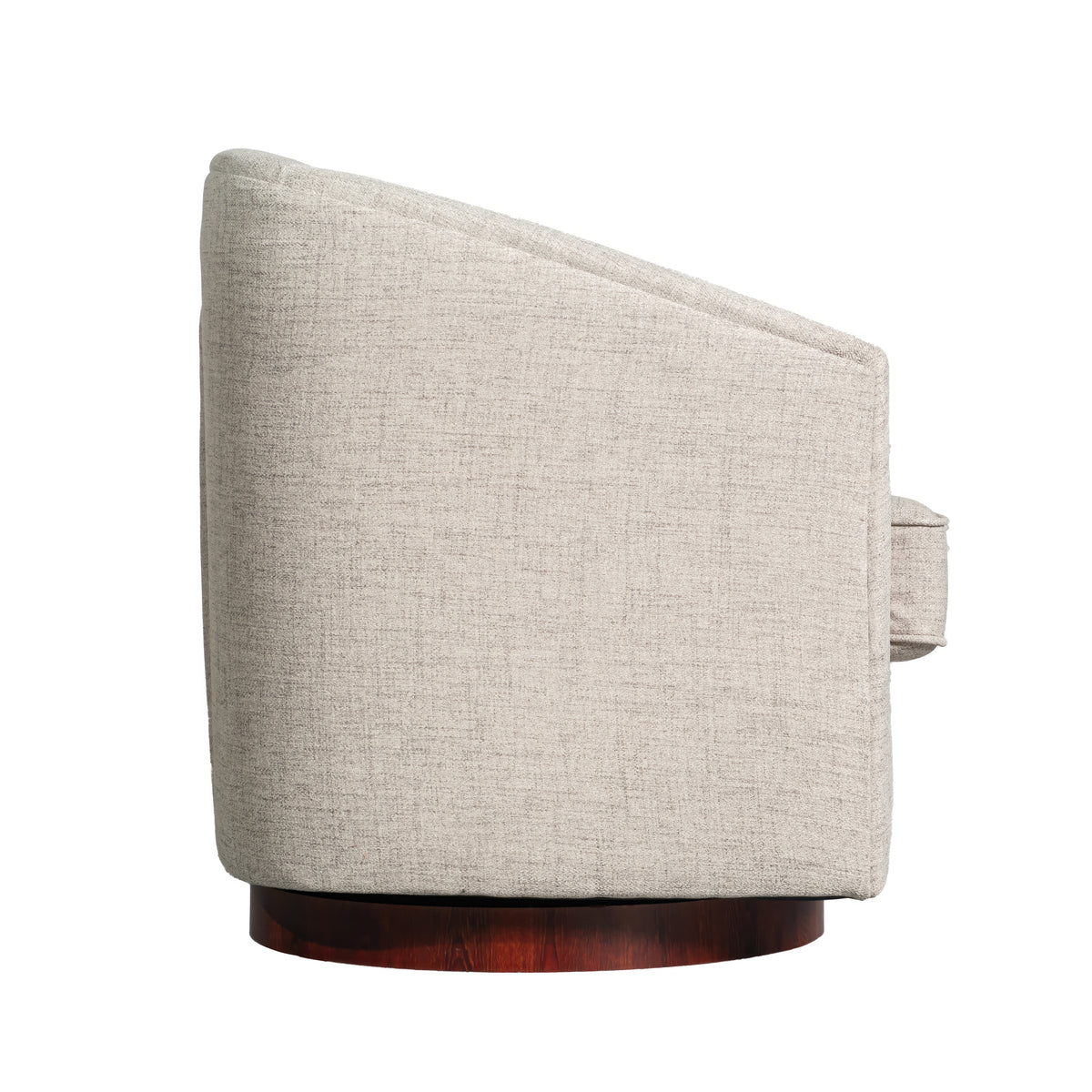 Dean Club Style Commercial Barrel Accent Armchair with 360 Degree Swivel Metal Base and Sloped Armrests