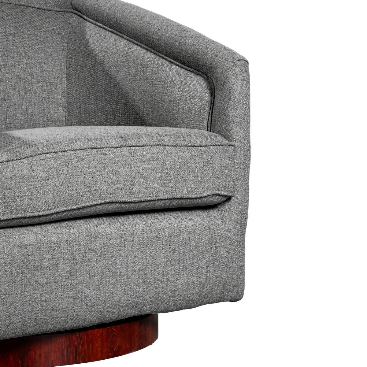 Dean Club Style Commercial Barrel Accent Armchair with 360 Degree Swivel Metal Base and Sloped Armrests