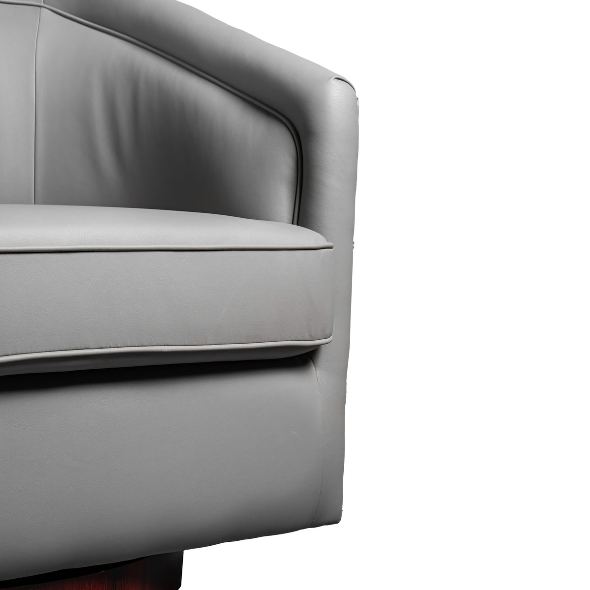 Dean Club Style Commercial Barrel Accent Armchair with 360 Degree Swivel Metal Base and Sloped Armrests