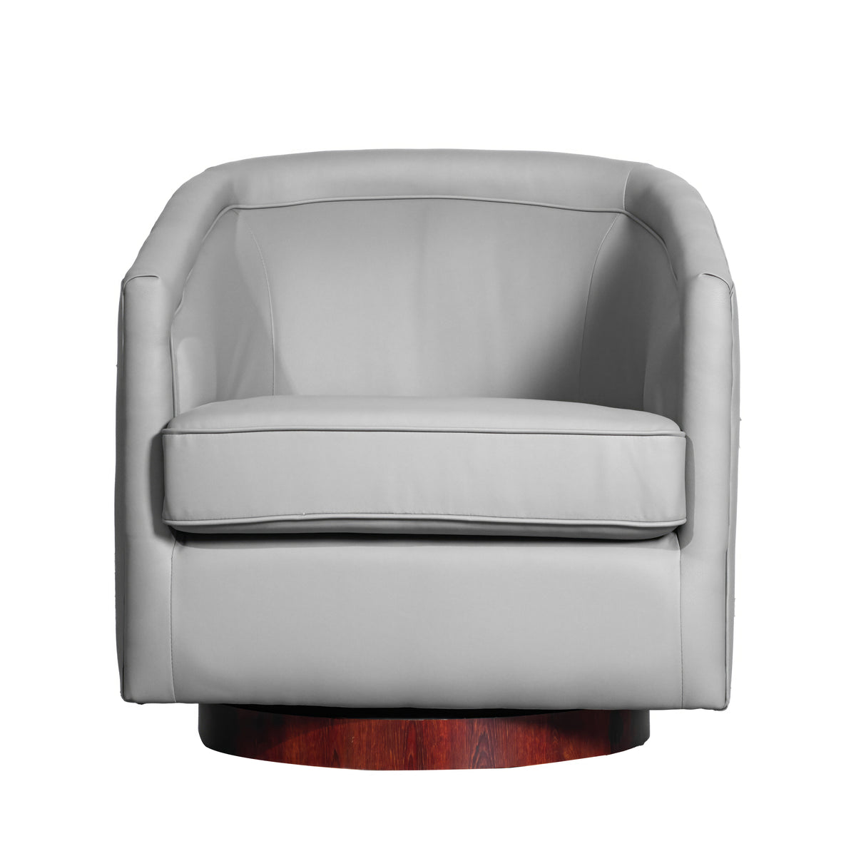 Dean Club Style Commercial Barrel Accent Armchair with 360 Degree Swivel Metal Base and Sloped Armrests