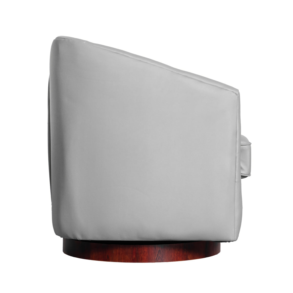 Dean Club Style Commercial Barrel Accent Armchair with 360 Degree Swivel Metal Base and Sloped Armrests