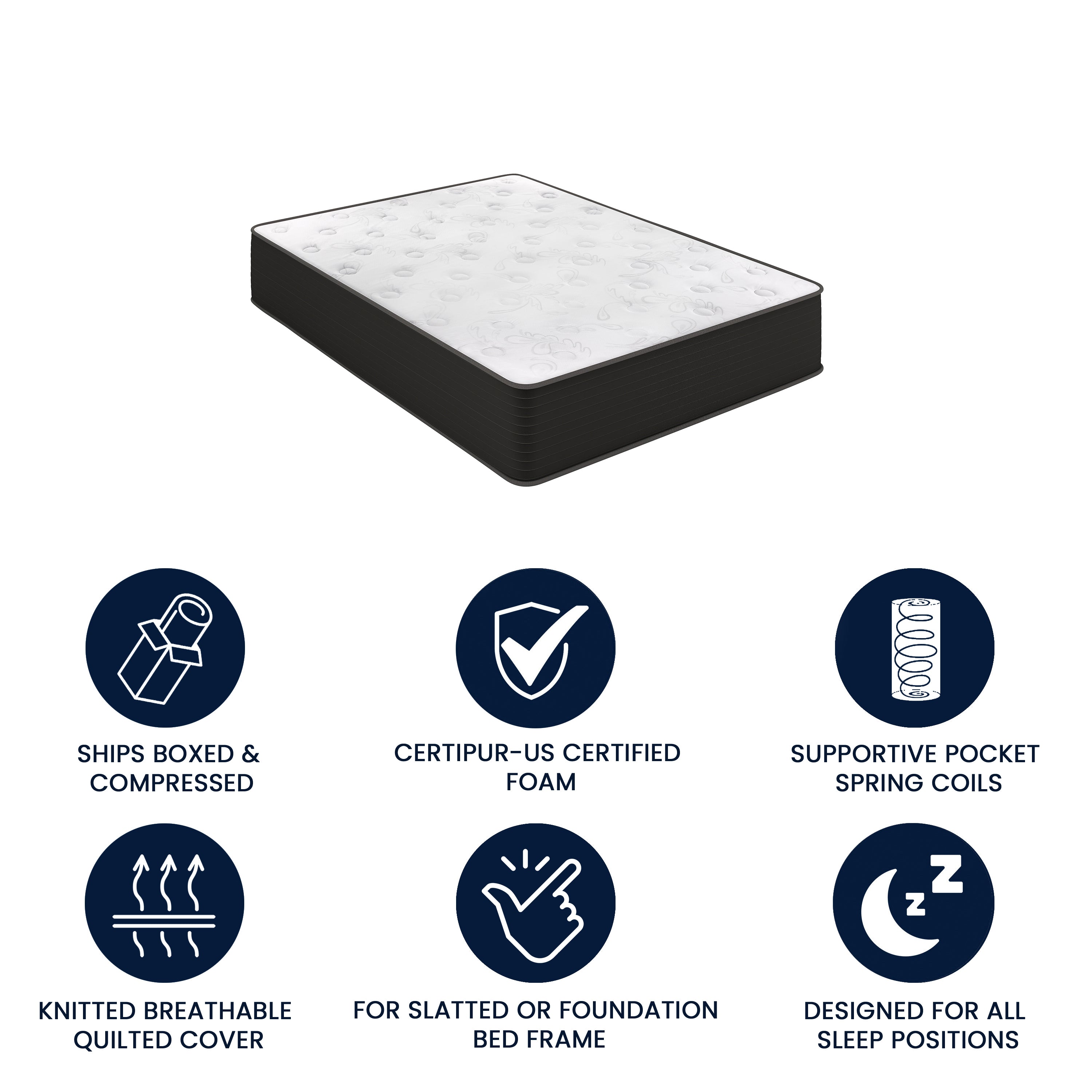 Dream Cooling Gel 12 Inch CertiPUR-US Certified Foam and Pocket Spring Hybrid Mattress, Mattress in a Box