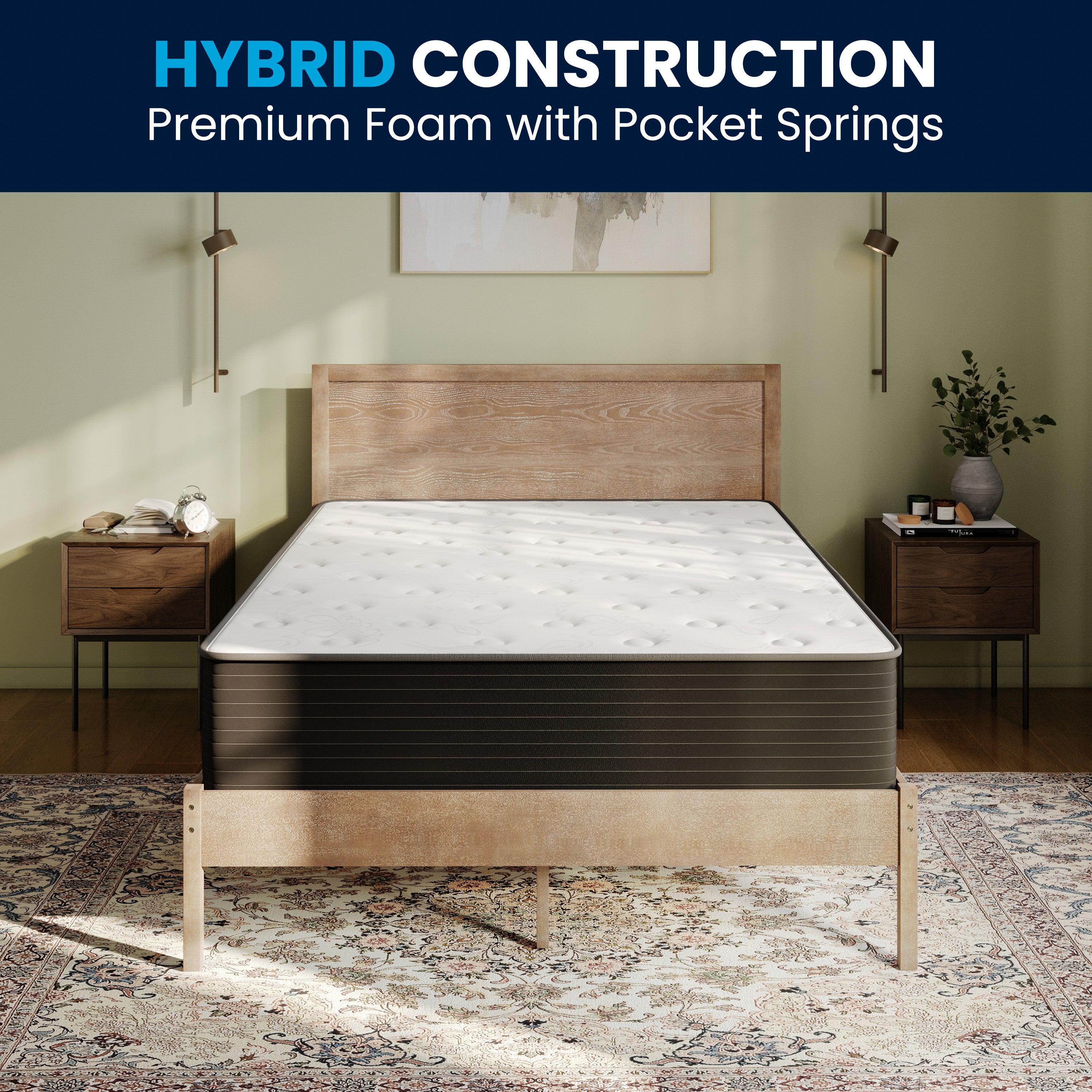 Dream Cooling Gel 12 Inch CertiPUR-US Certified Foam and Pocket Spring Hybrid Mattress, Mattress in a Box
