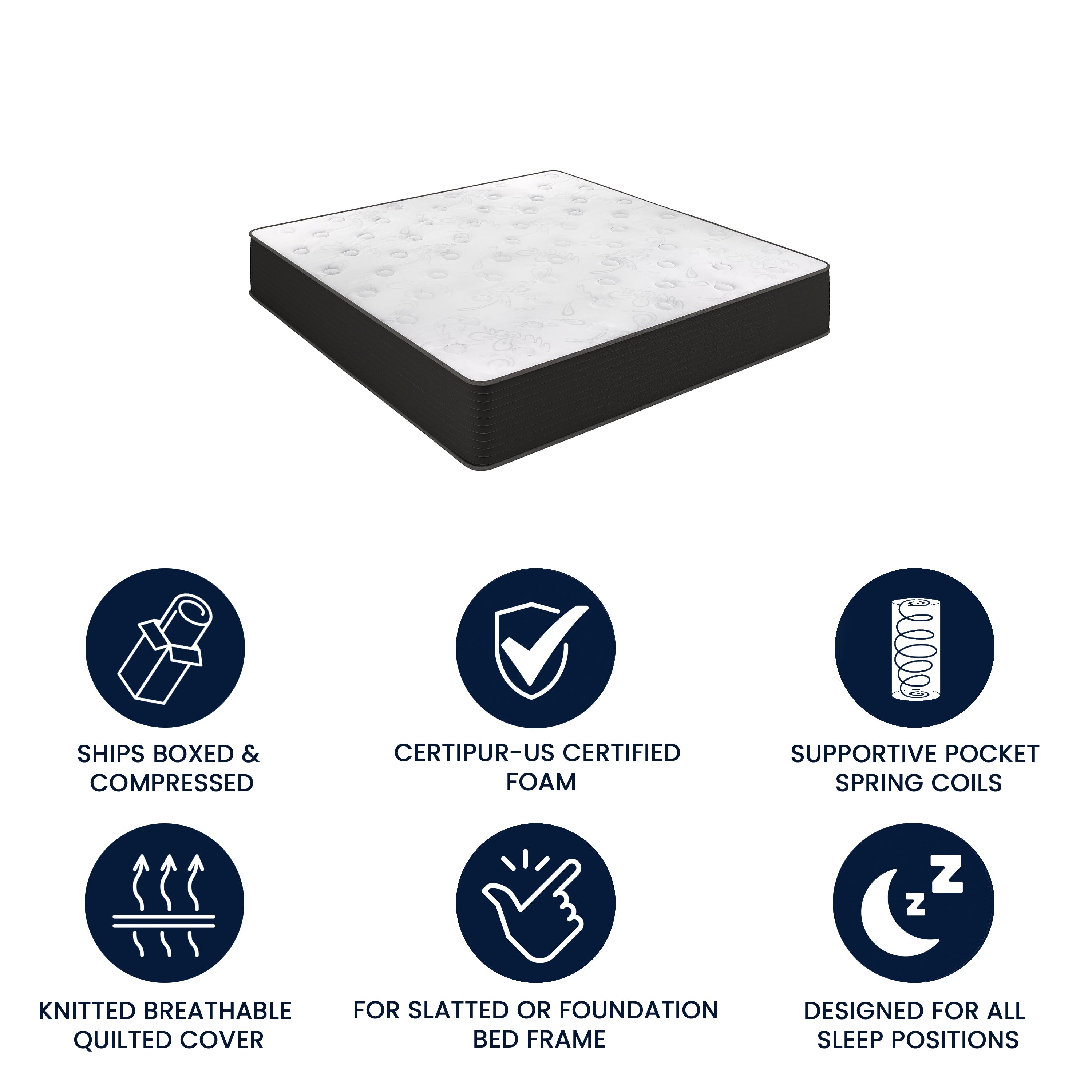 Dream Cooling Gel 12 Inch CertiPUR-US Certified Foam and Pocket Spring Hybrid Mattress, Mattress in a Box