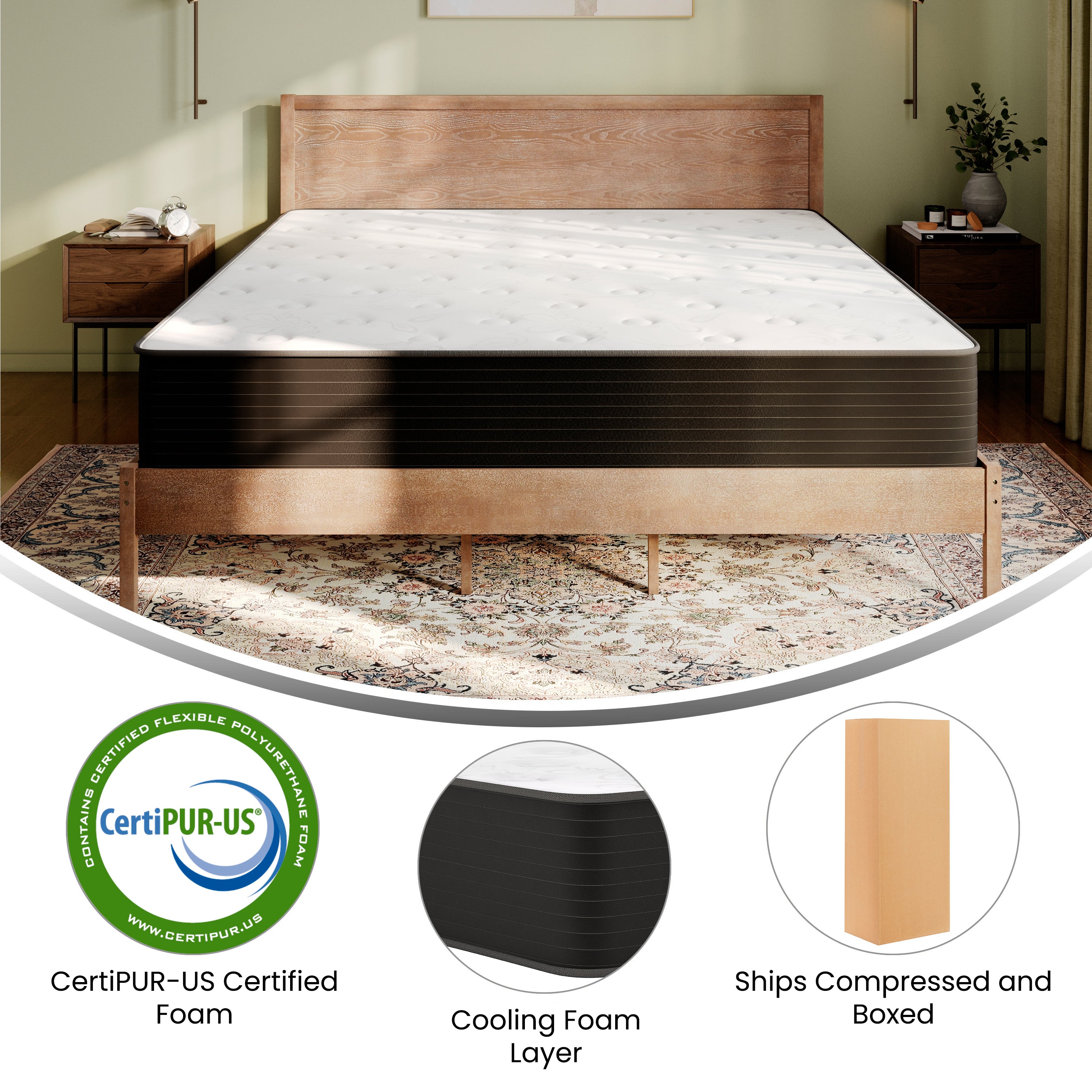 Dream Cooling Gel 12 Inch CertiPUR-US Certified Foam and Pocket Spring Hybrid Mattress, Mattress in a Box