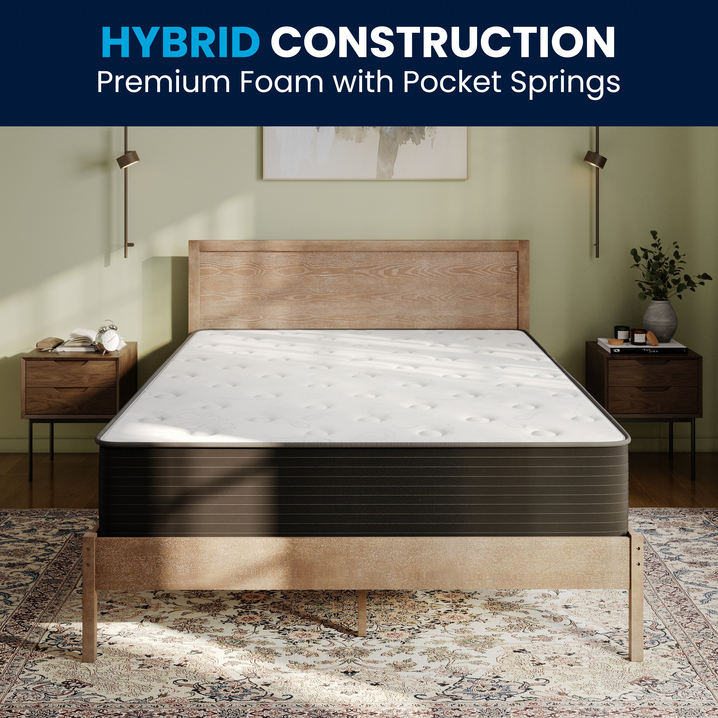 Dream Cooling Gel 12 Inch CertiPUR-US Certified Foam and Pocket Spring Hybrid Mattress, Mattress in a Box