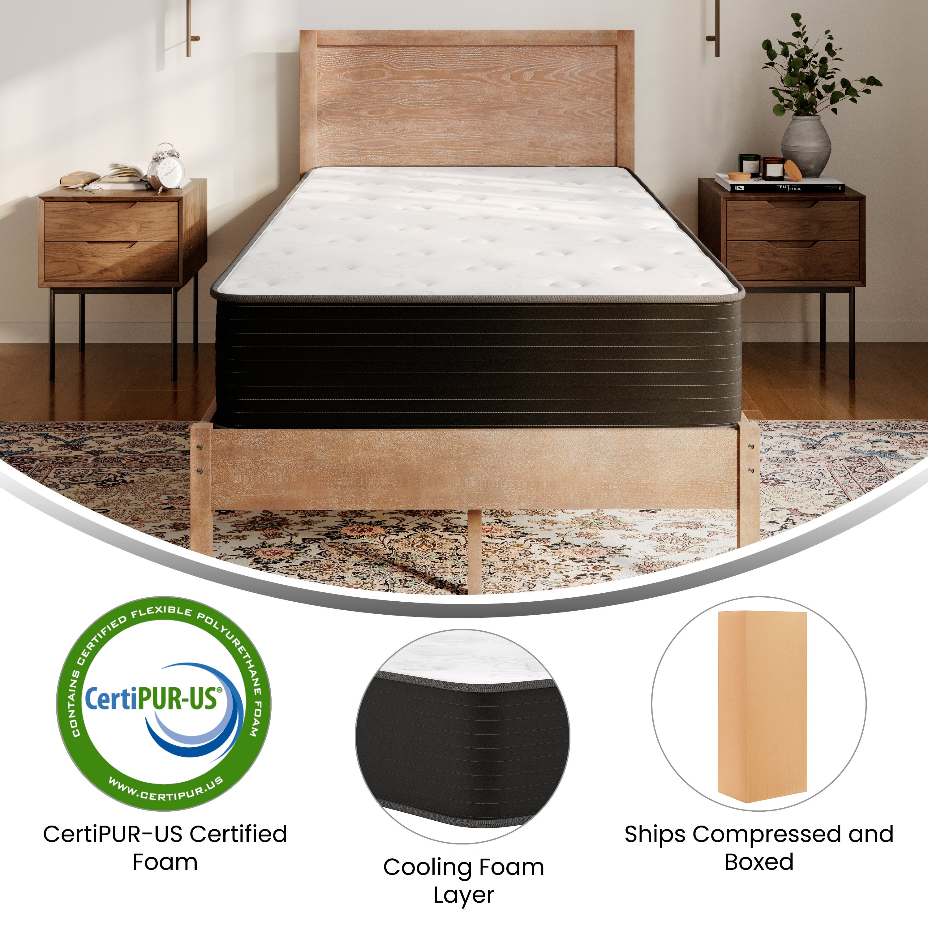 Dream Cooling Gel 10 Inch CertiPUR-US Certified Foam and Pocket Spring Hybrid Mattress, Mattress in a Box