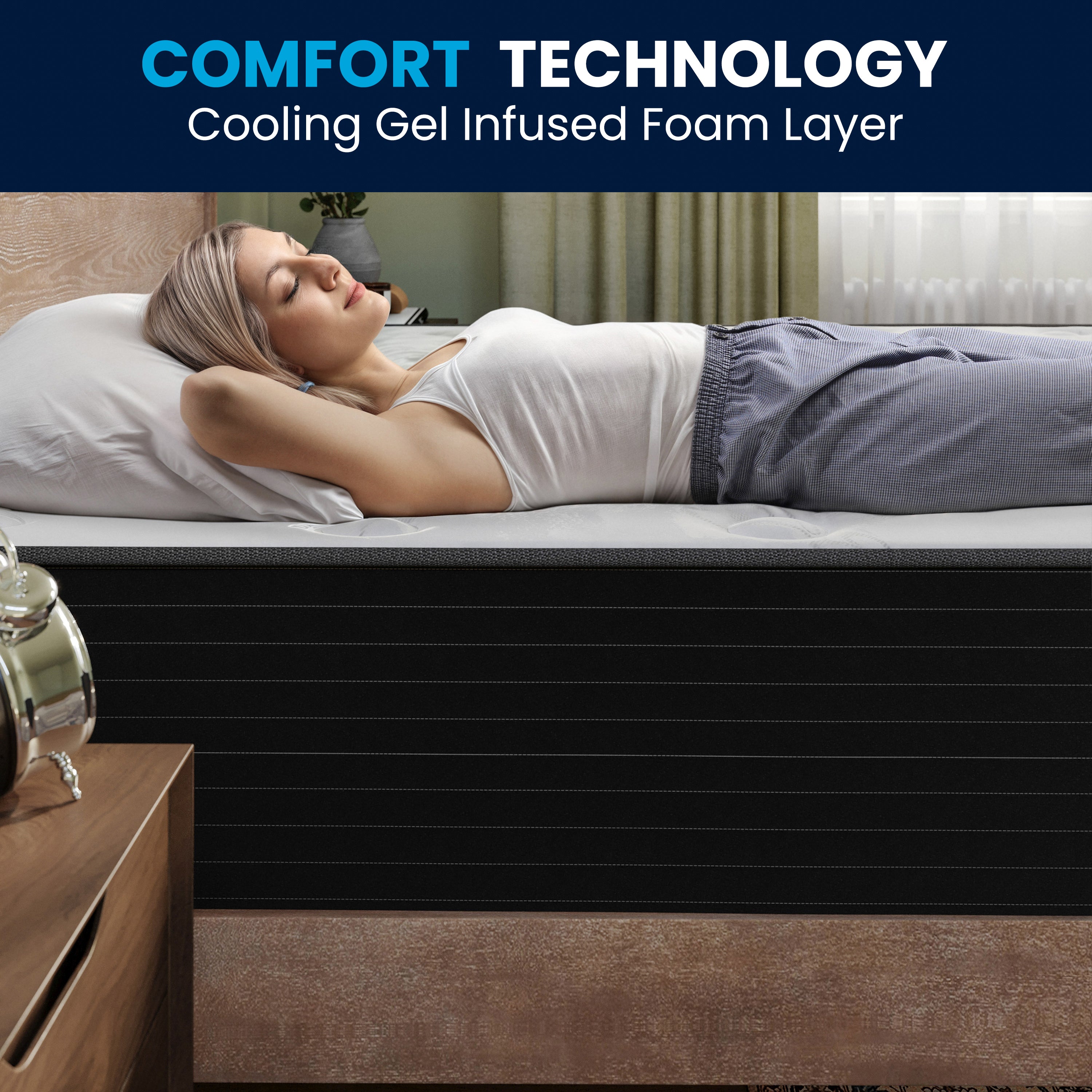 Dream Cooling Gel 12 Inch CertiPUR-US Certified Foam and Pocket Spring Hybrid Mattress, Mattress in a Box