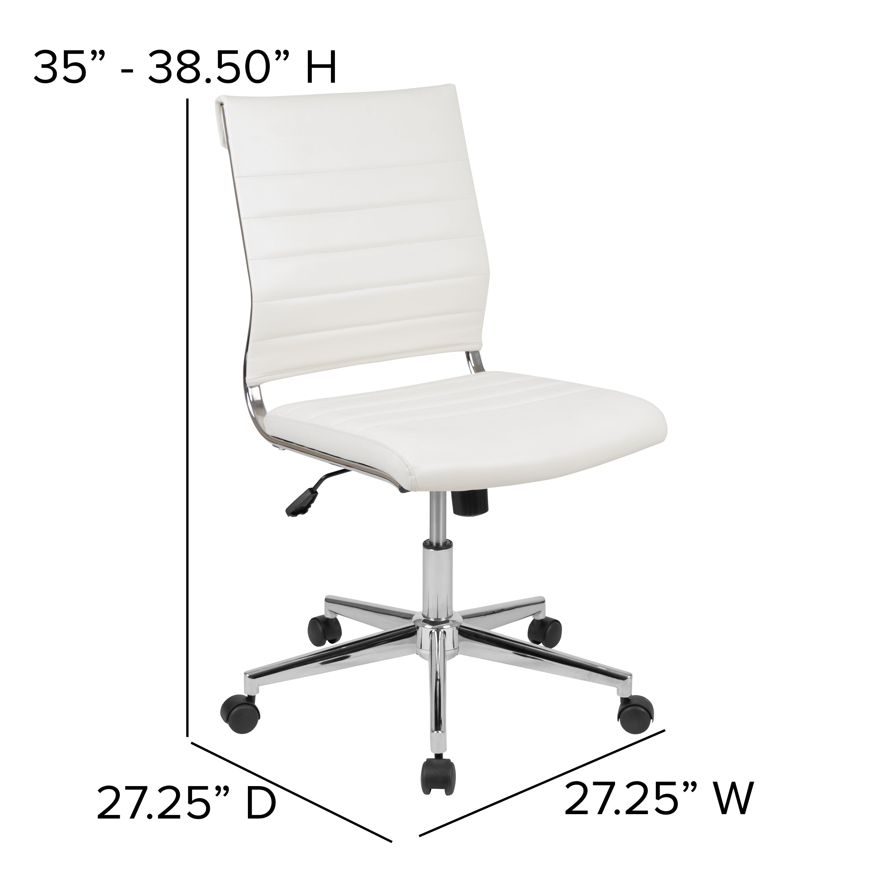 Mid-Back Armless LeatherSoft Contemporary Ribbed Executive Swivel Office Chair