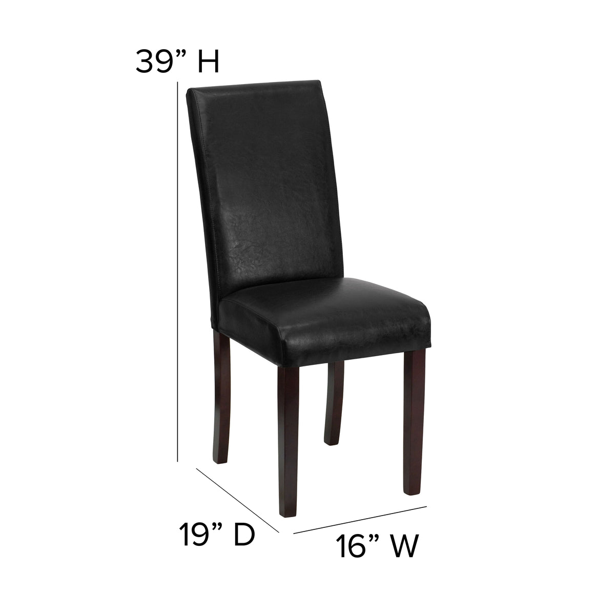 Traditional LeatherSoft Upholstered Panel Back Parsons Dining Chairs