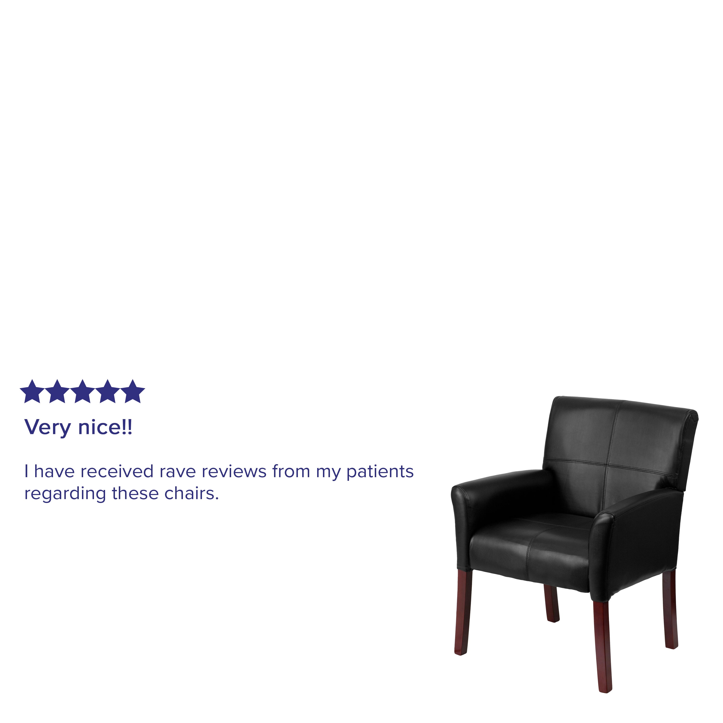 LeatherSoft Executive Side Reception Chair with Mahogany Legs