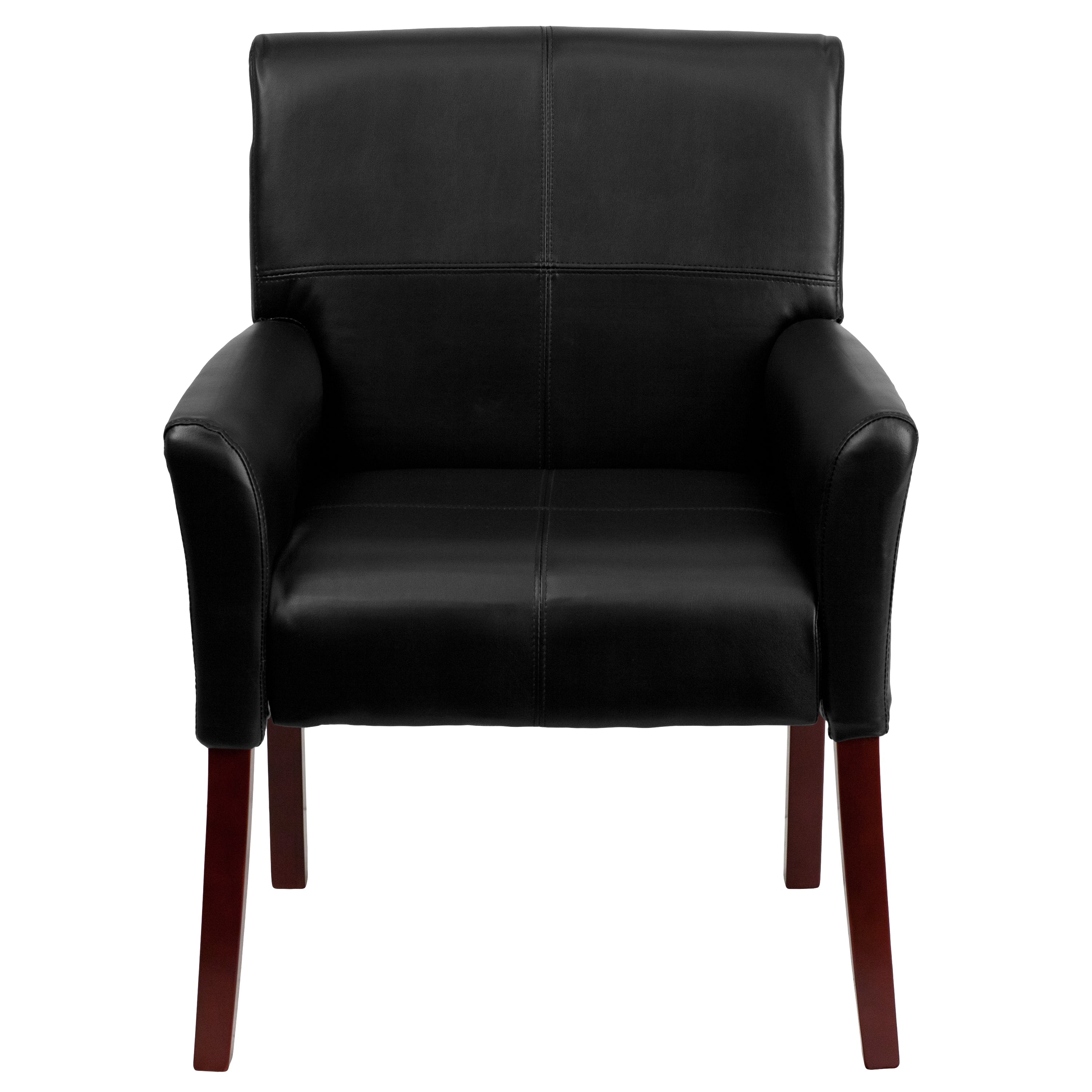 LeatherSoft Executive Side Reception Chair with Mahogany Legs