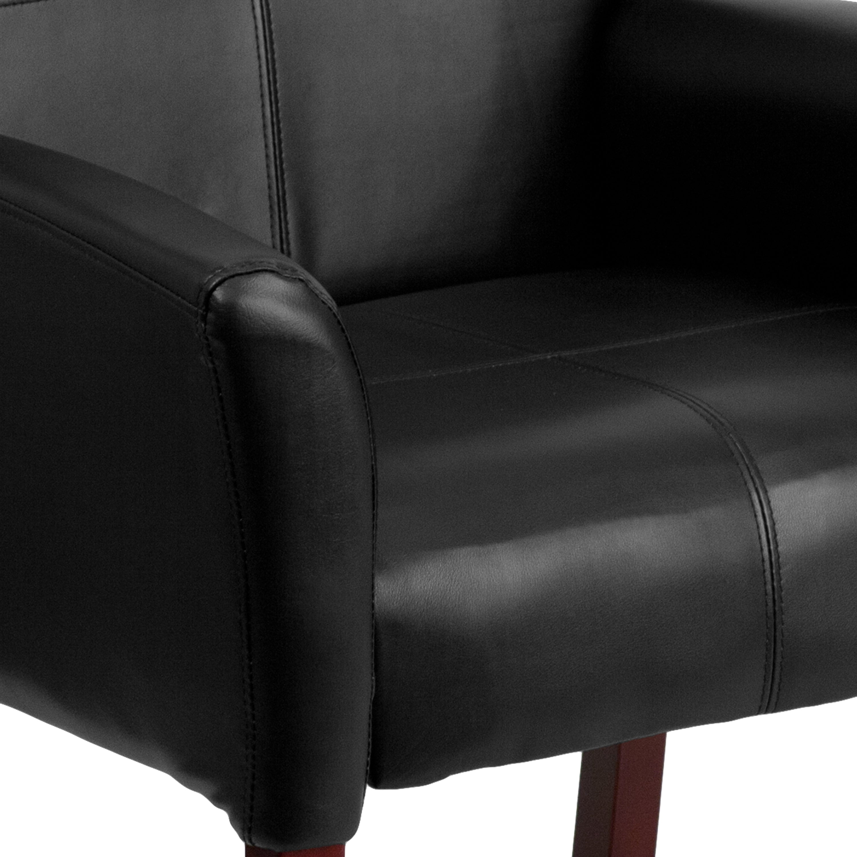 LeatherSoft Executive Side Reception Chair with Mahogany Legs