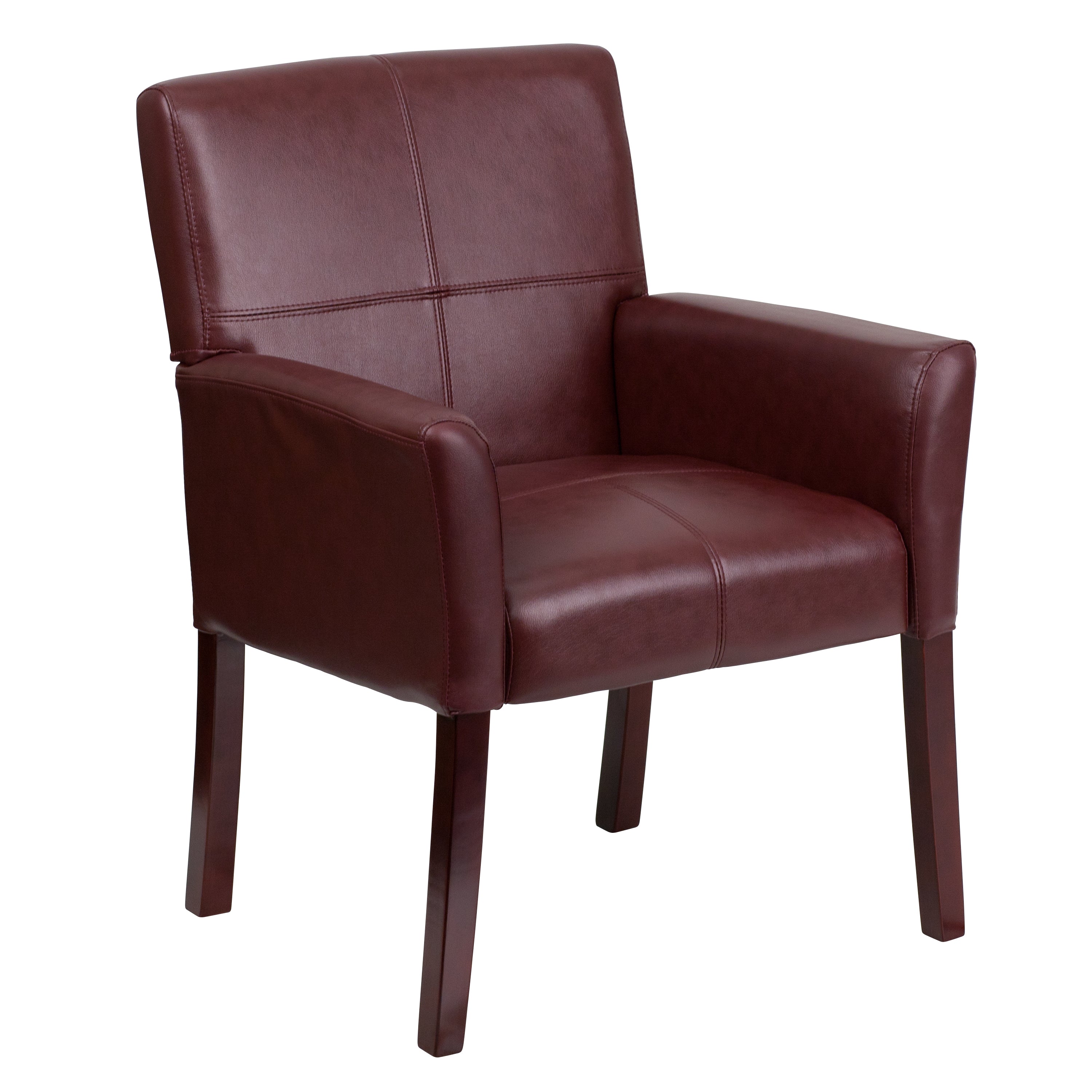 LeatherSoft Executive Side Reception Chair with Mahogany Legs