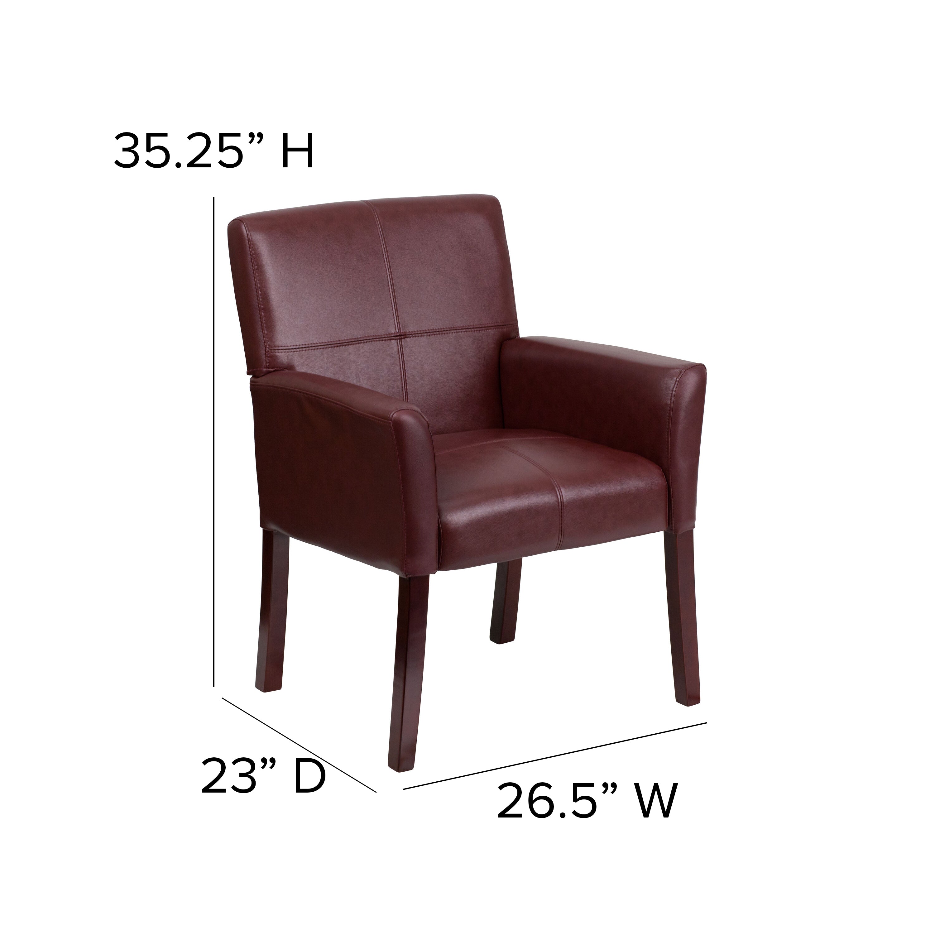 LeatherSoft Executive Side Reception Chair with Mahogany Legs