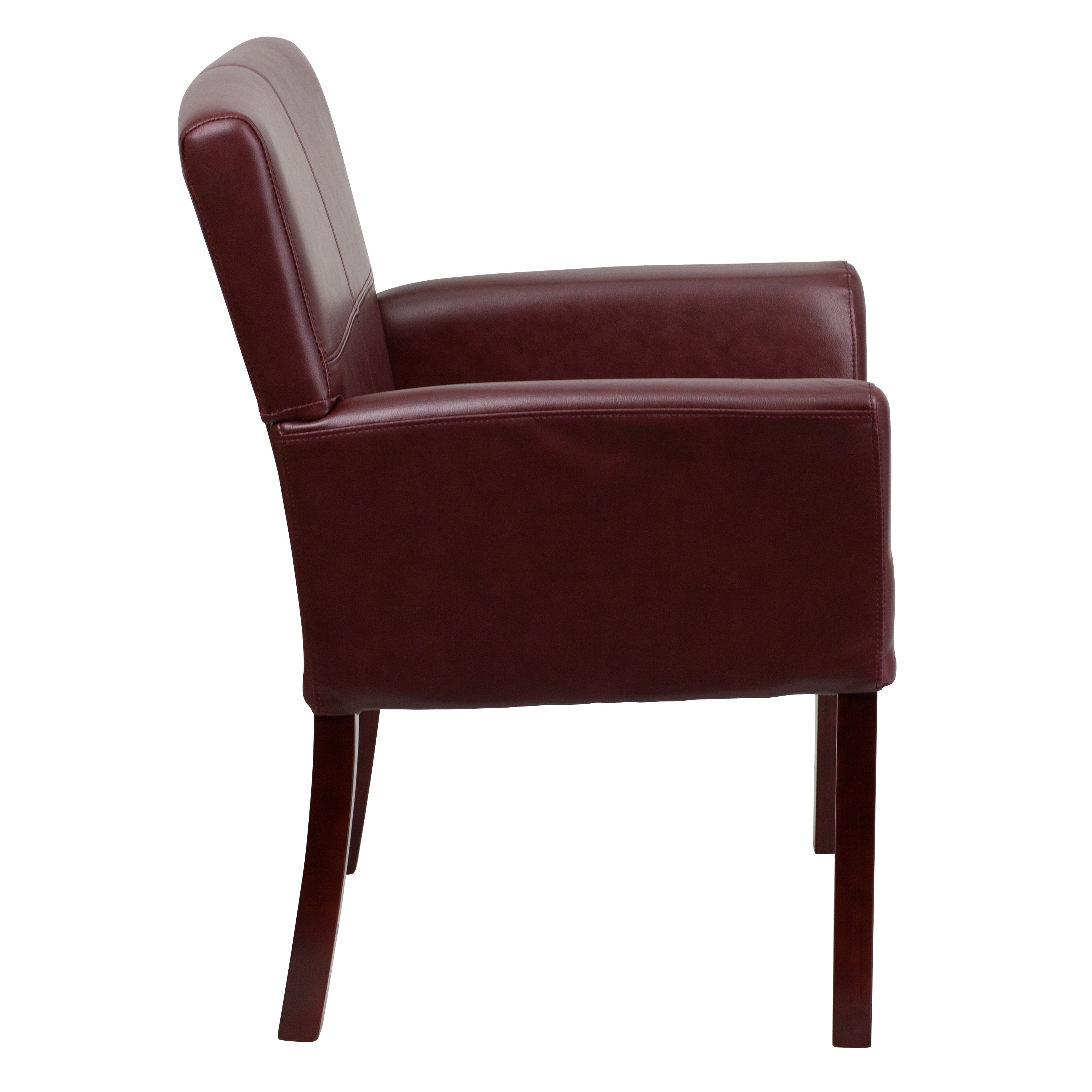 LeatherSoft Executive Side Reception Chair with Mahogany Legs