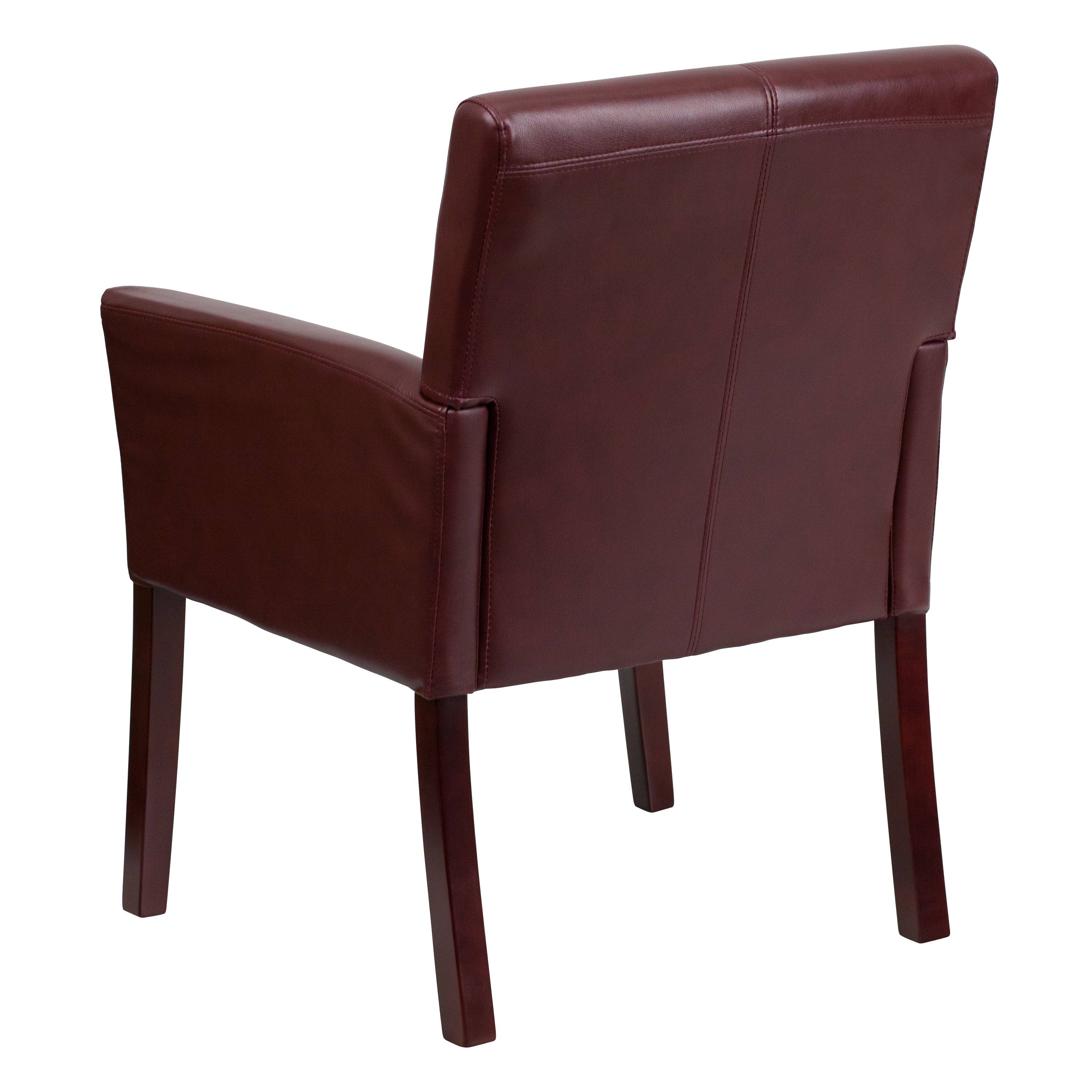 LeatherSoft Executive Side Reception Chair with Mahogany Legs