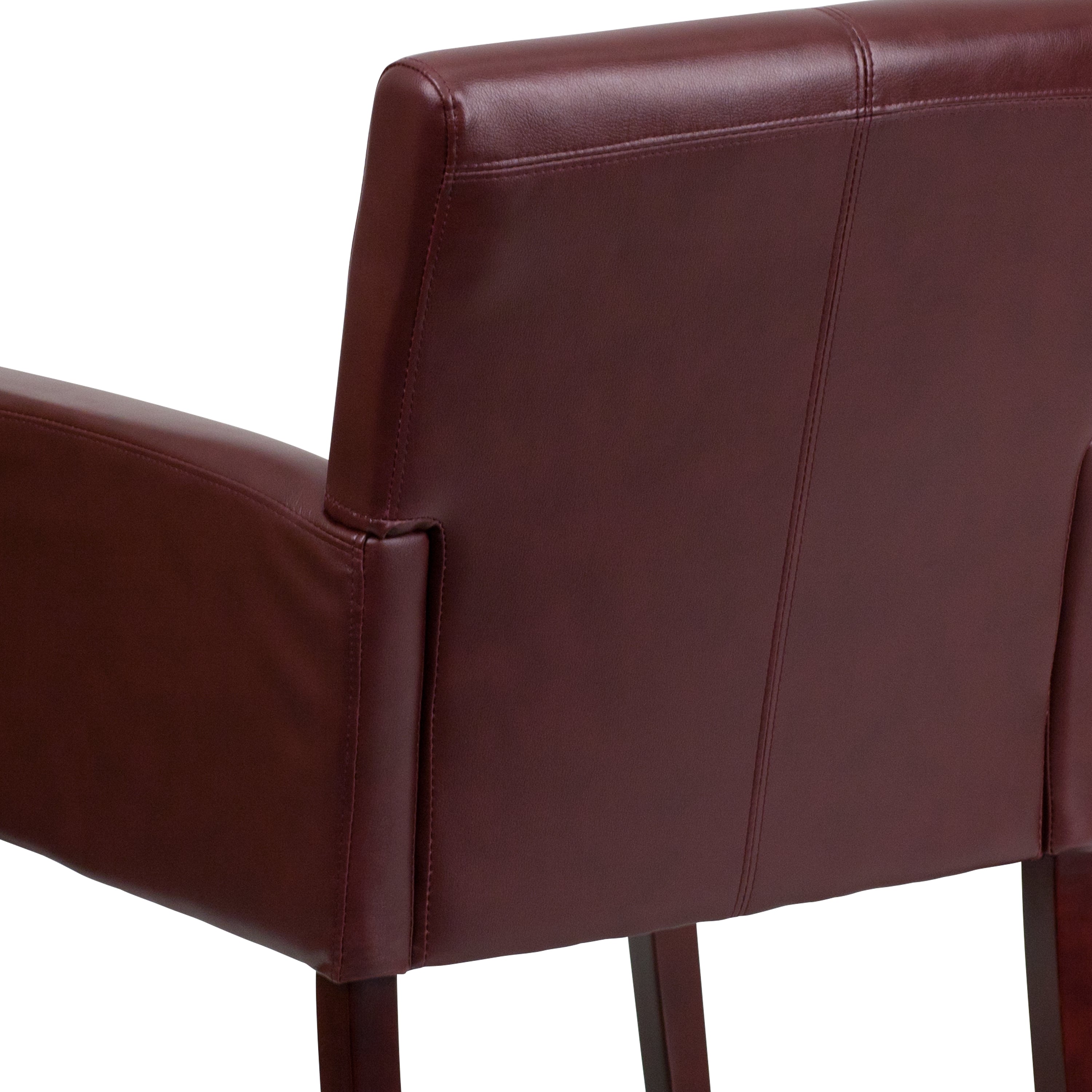 LeatherSoft Executive Side Reception Chair with Mahogany Legs