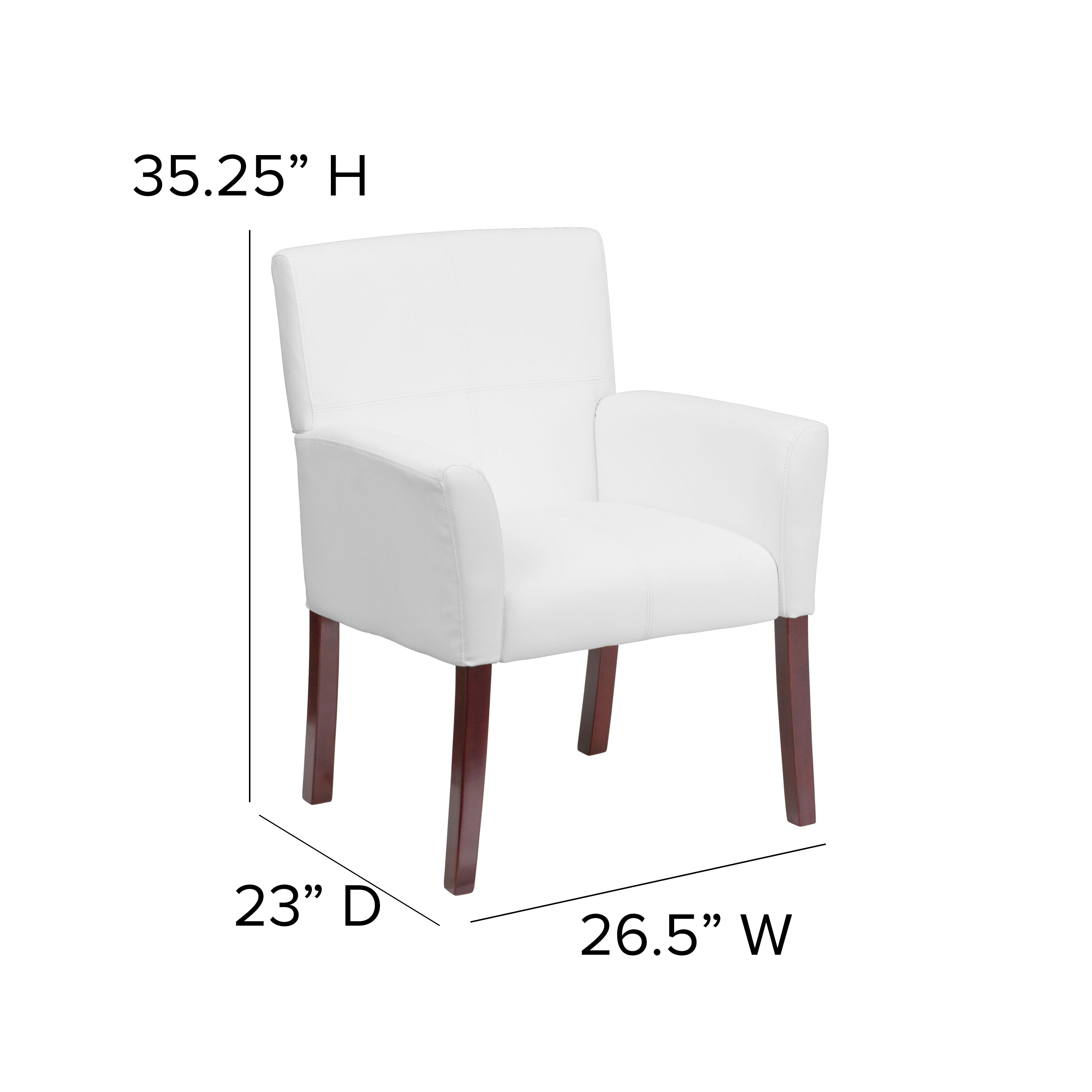 LeatherSoft Executive Side Reception Chair with Mahogany Legs