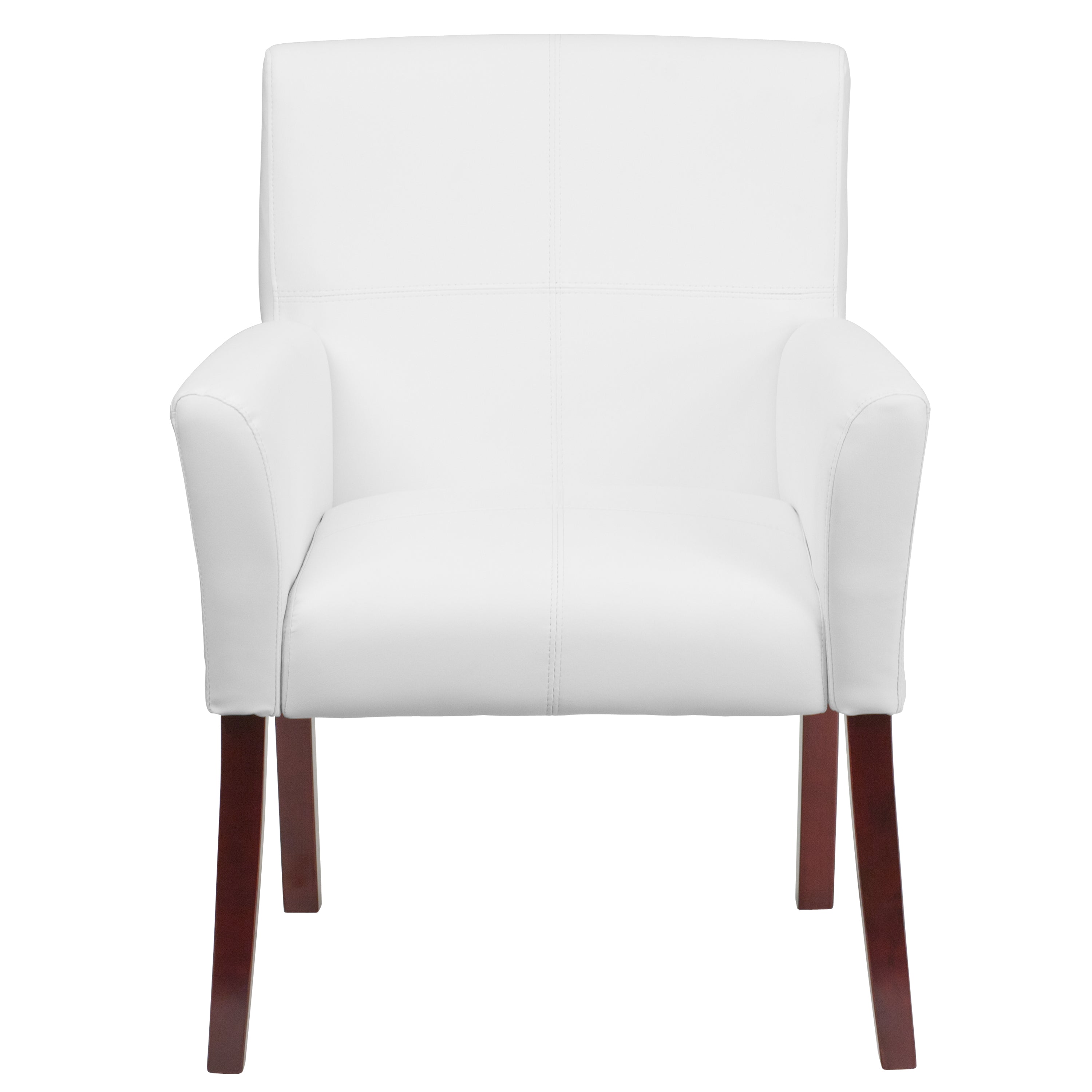 LeatherSoft Executive Side Reception Chair with Mahogany Legs