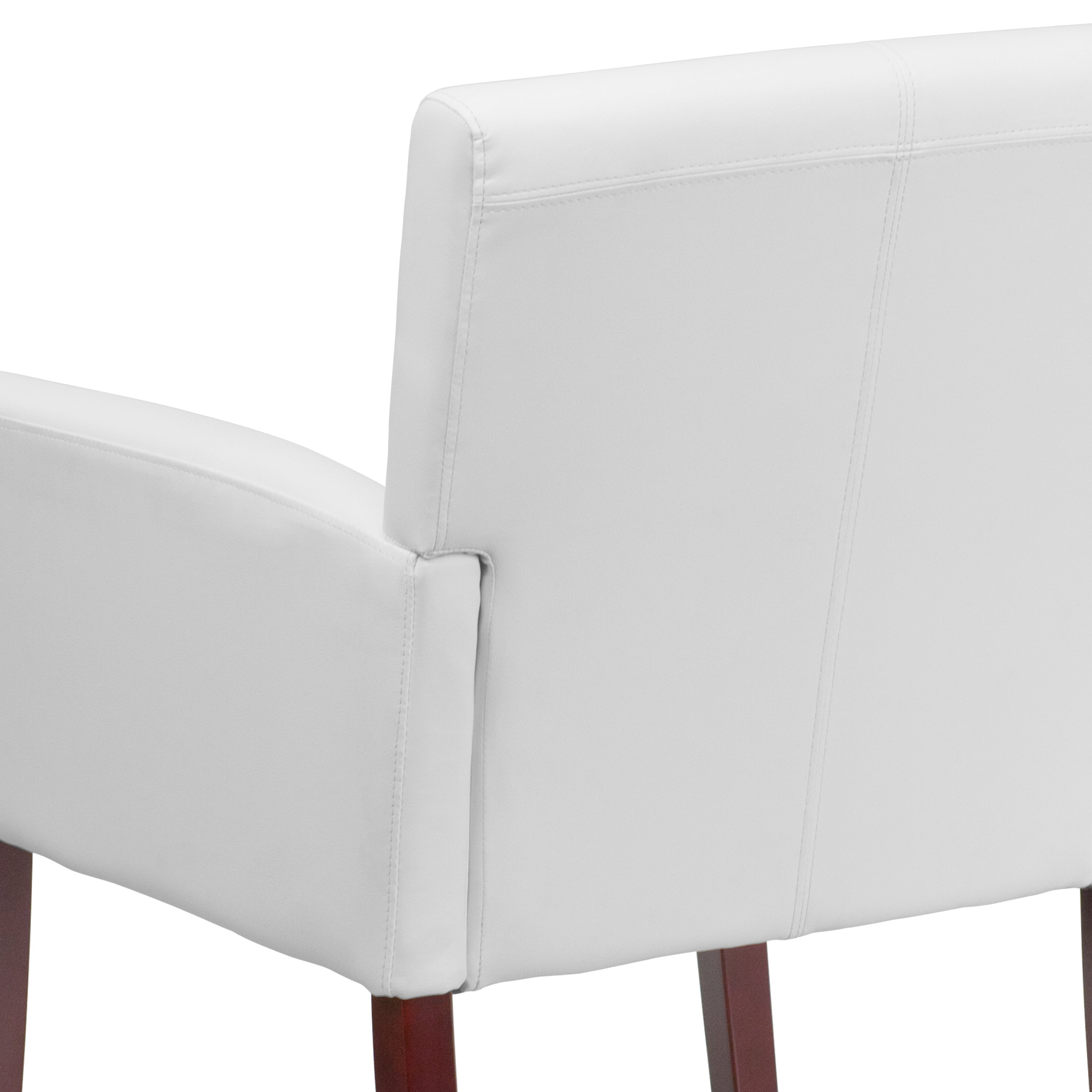 LeatherSoft Executive Side Reception Chair with Mahogany Legs