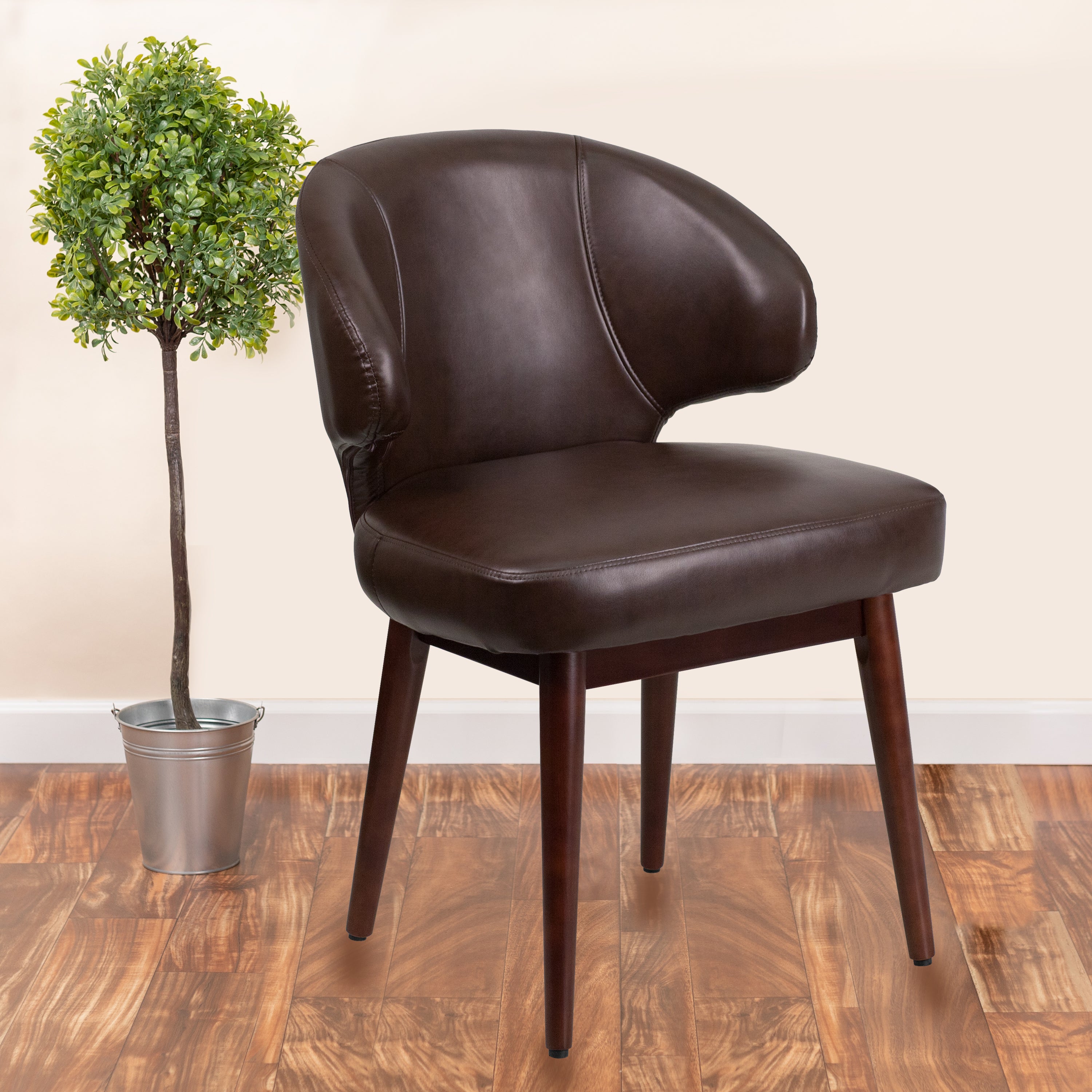 Comfort Back Series Side Reception Chair with Walnut Legs