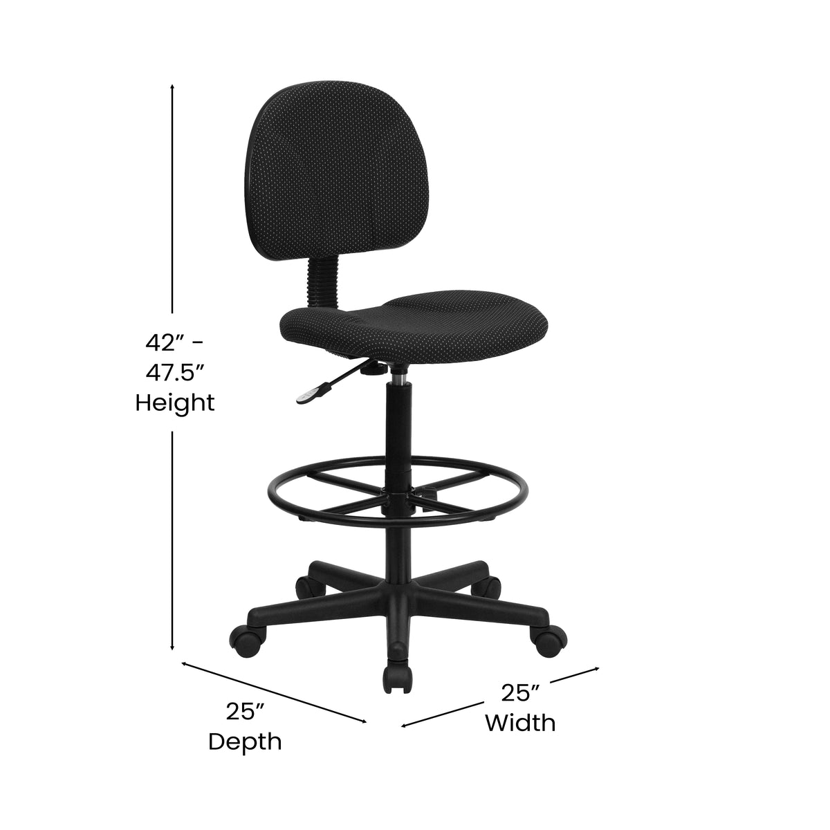 Bruce Adjustable Height Drafting Chair with Adjustable Foot Ring