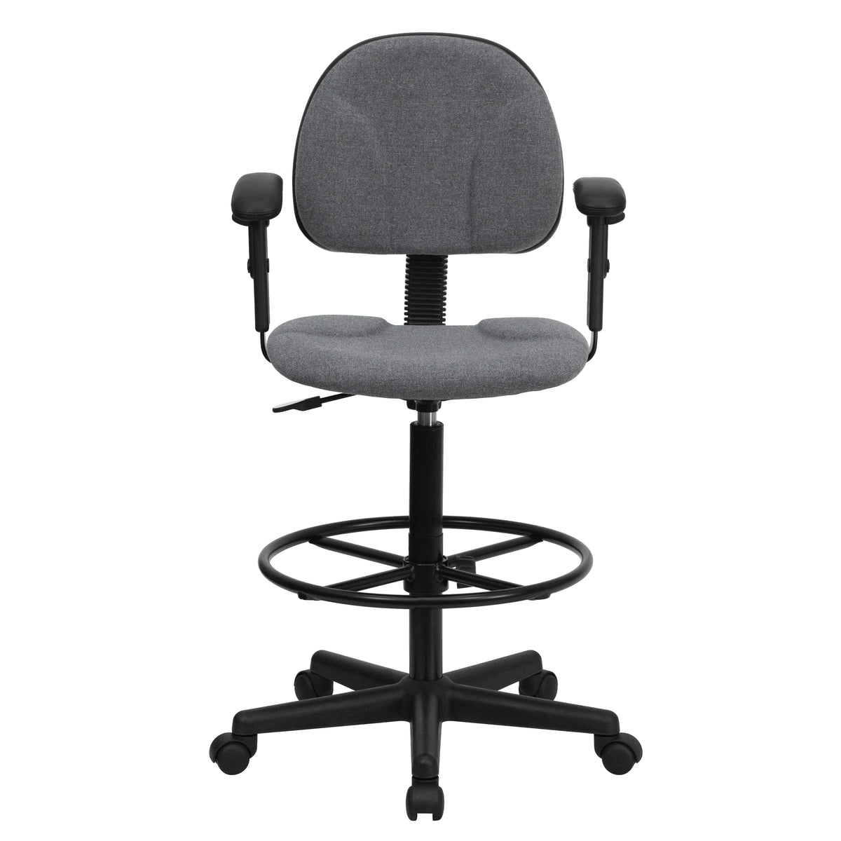 Fabric Drafting Chair with Adjustable Arms (Cylinders: 22.5''-27''H or 26''-30.5''H)