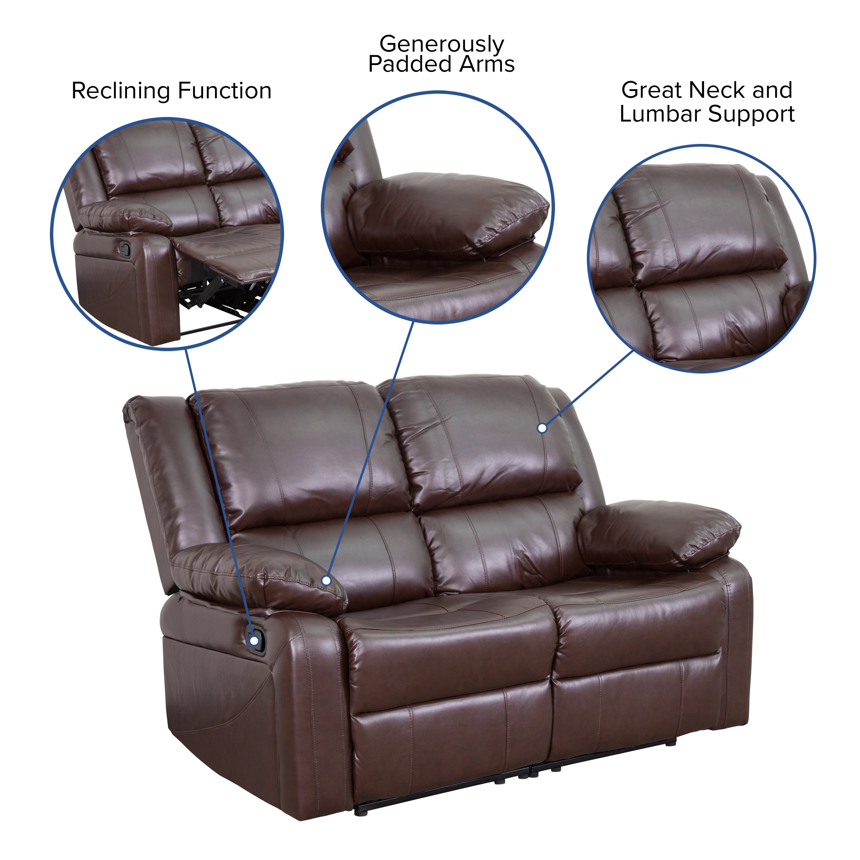 Harmony Series Loveseat with Two Built-In Recliners
